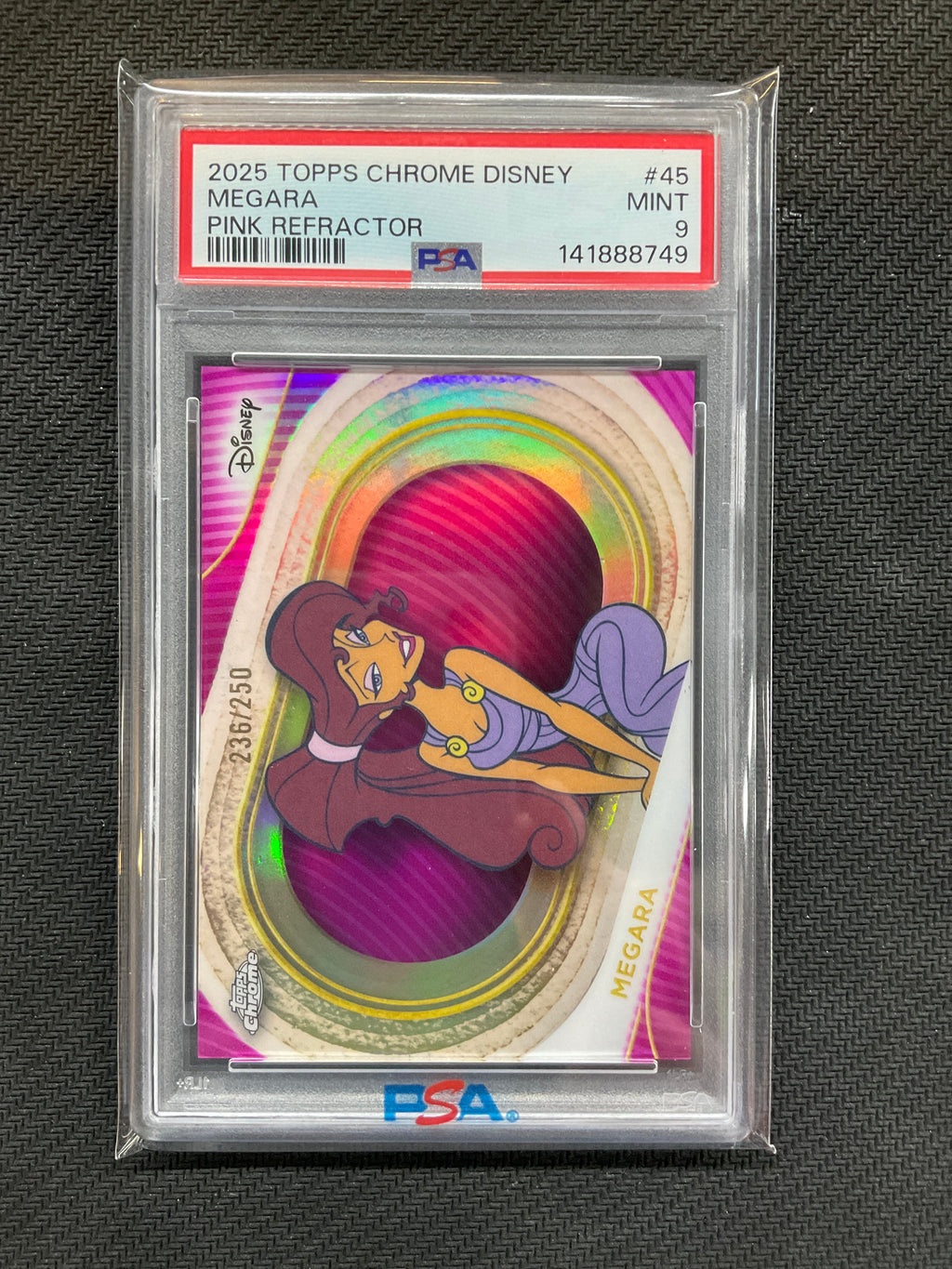 2025 Topps Chrome Disney Megara Pink /250 PSA 9 749
