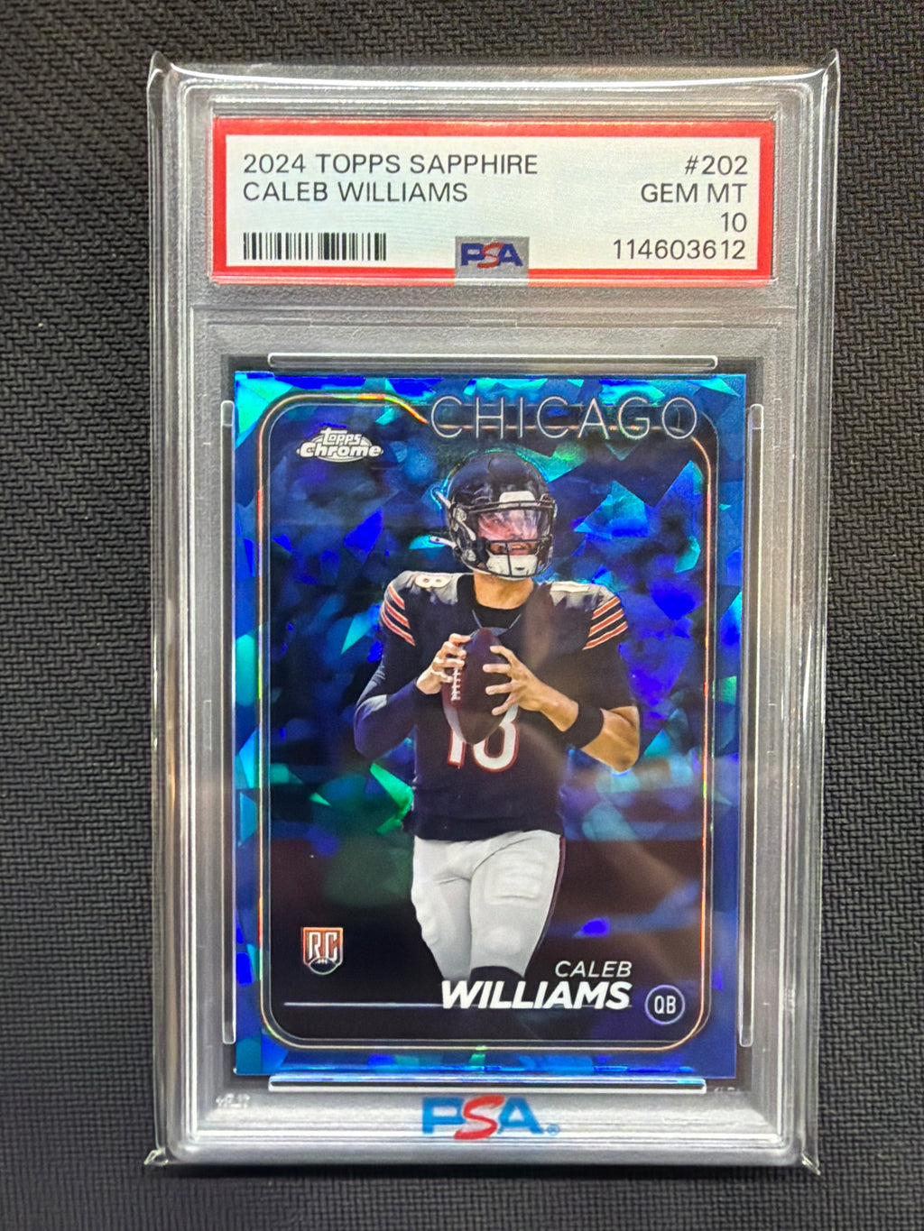 2024 Topps Chrome Sapphire Caleb Williams Rookie #202 PSA 10 612
