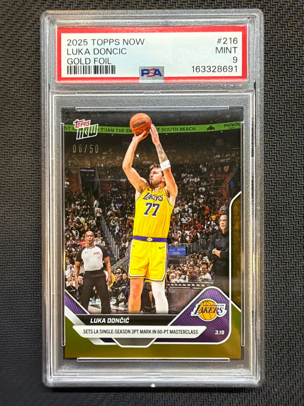 2025 Topps Now Luka Doncic Gold Foil /50 #216 PSA 9 Lakers
