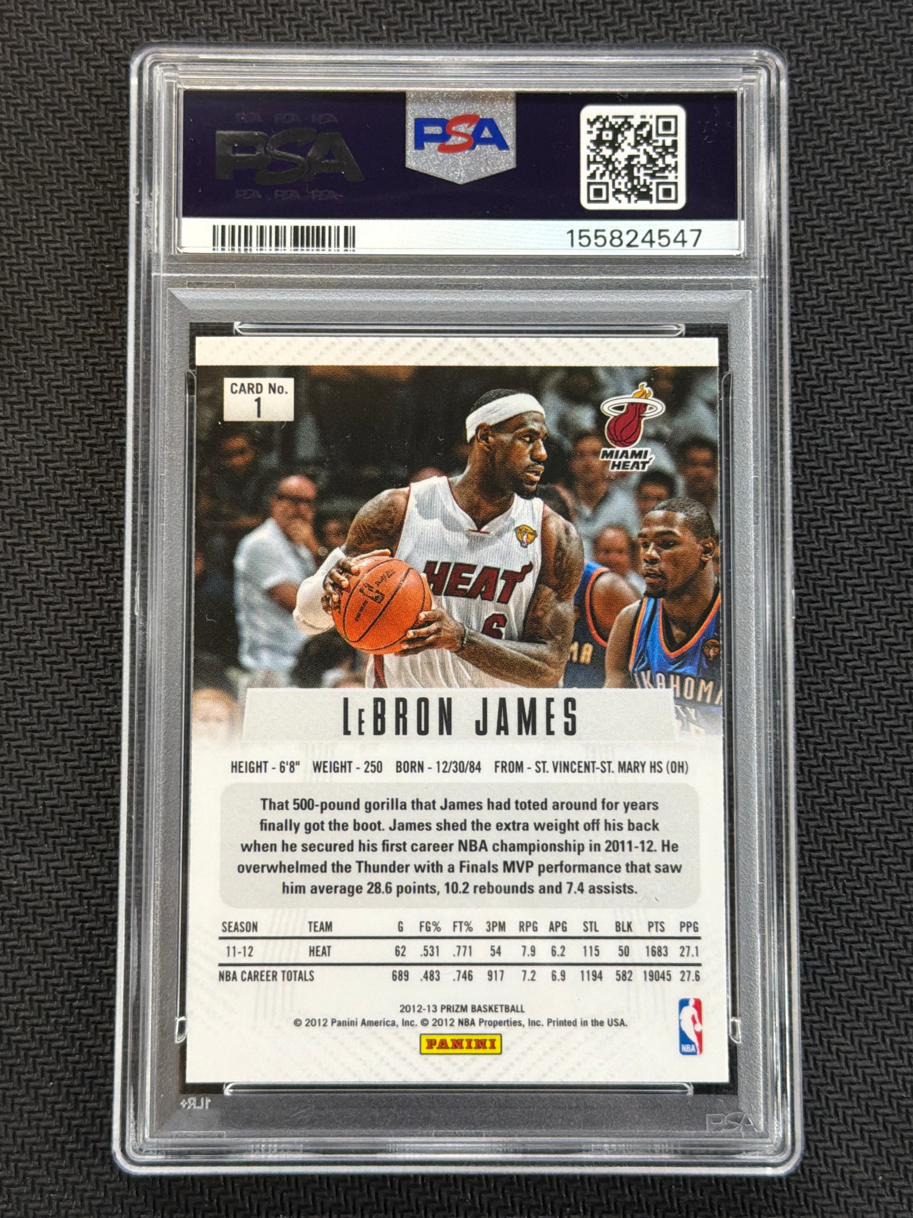 2012 Panini Prizm LeBron James #1 PSA 10 Heat 547