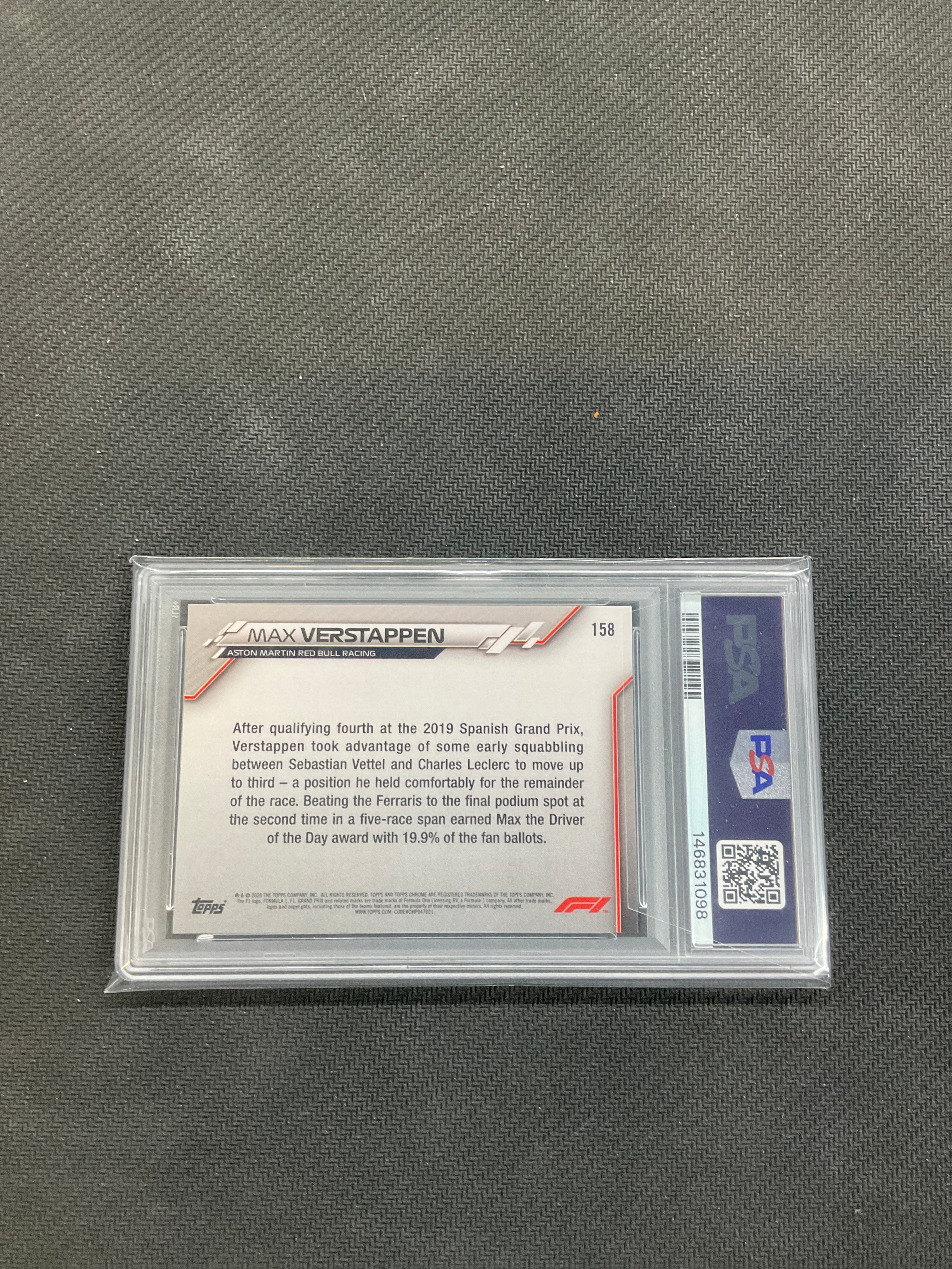 2020 Topps Chrome F1 Sapphire Max Verstappen Rookie #158 PSA 10 Red Bull