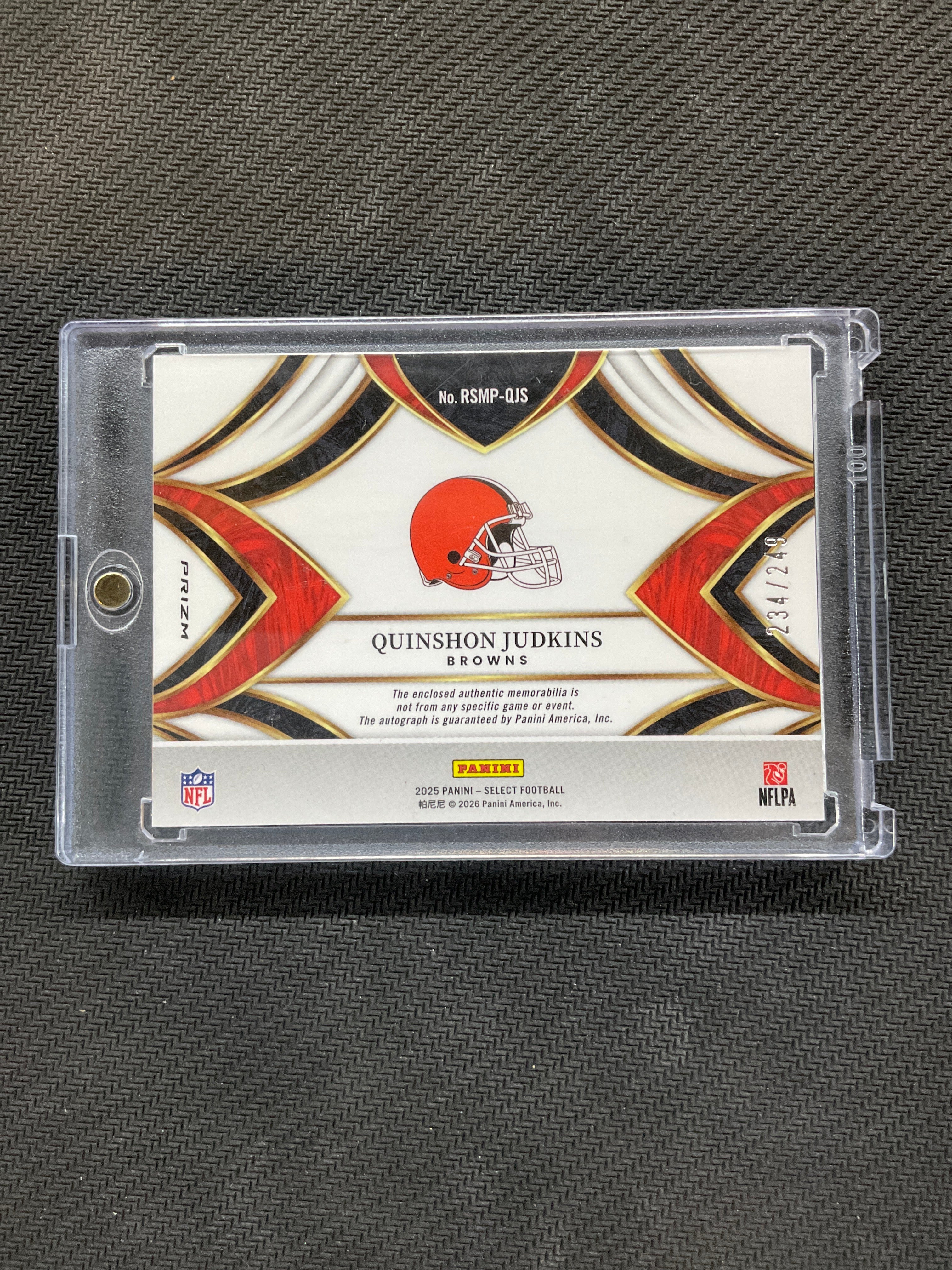 2025 Panini Select Quinshon Judkins Rookie Patch Auto /249 Browns