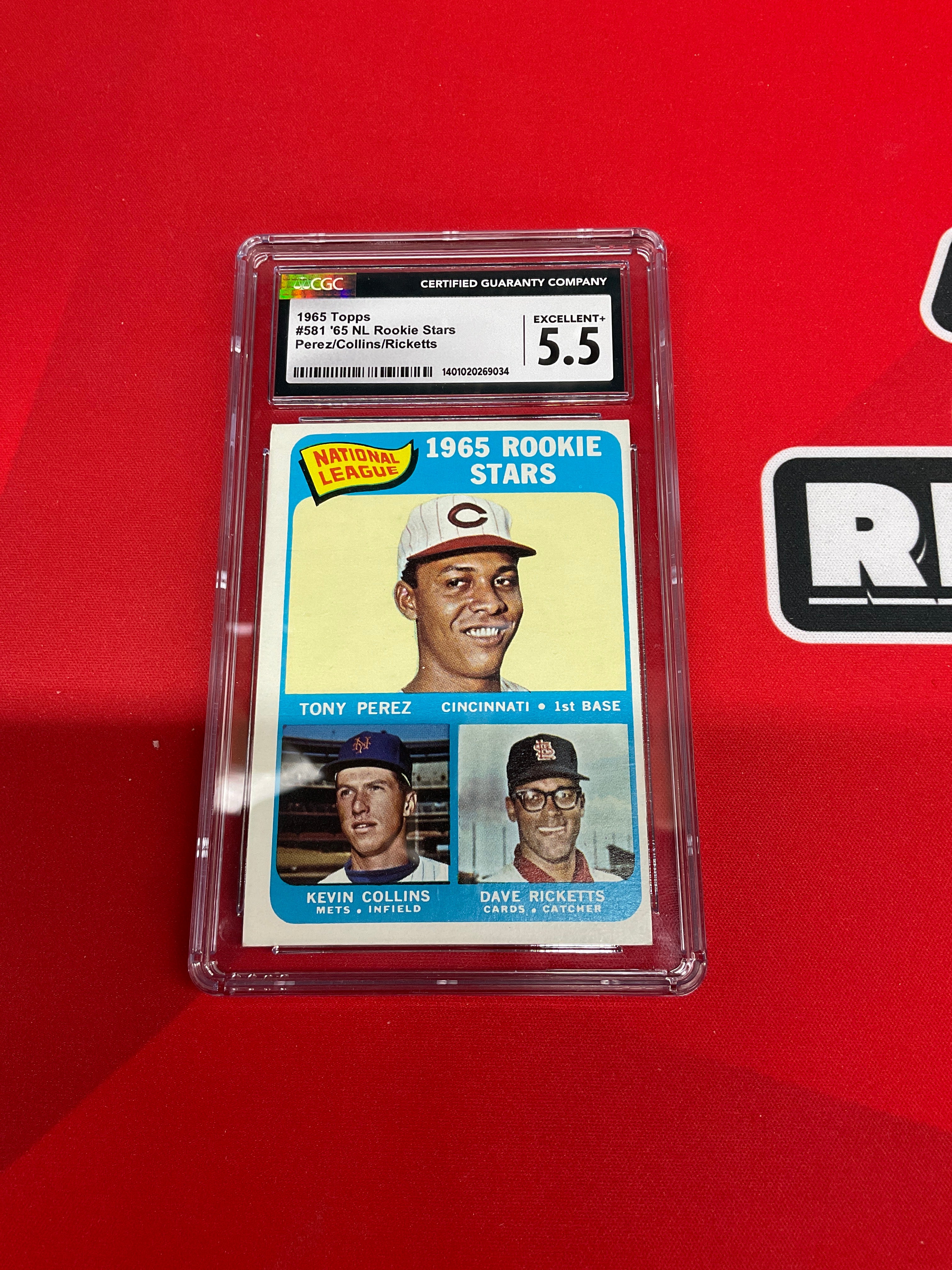 1965 Topps #581 NL Stars Perez, Collins, Rickets CGC 5.5