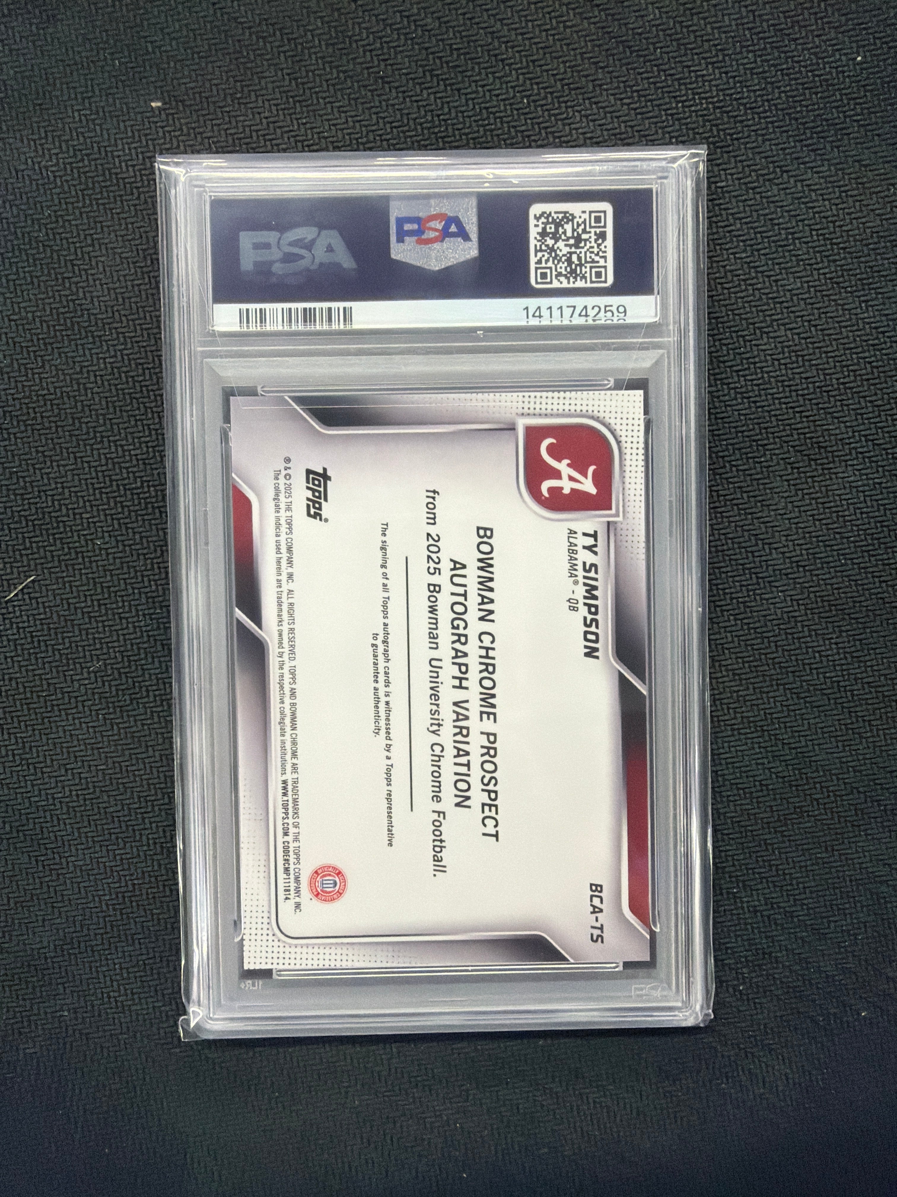 2025 Bowman U Chrome Ty Simpson Gold Auto PSA 10 Alabama
