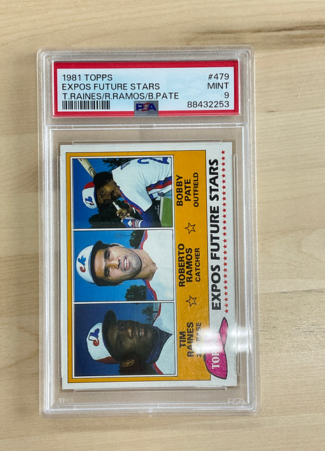 1981 Topps Expos Future Stars Raines/Ramos/Pate PSA 9
