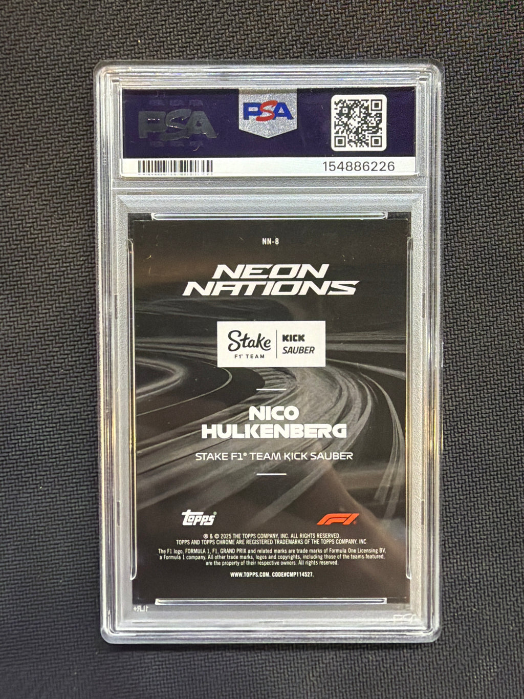 2025 Topps Chrome Nico Hulkenberg Neon Nations PSA 8