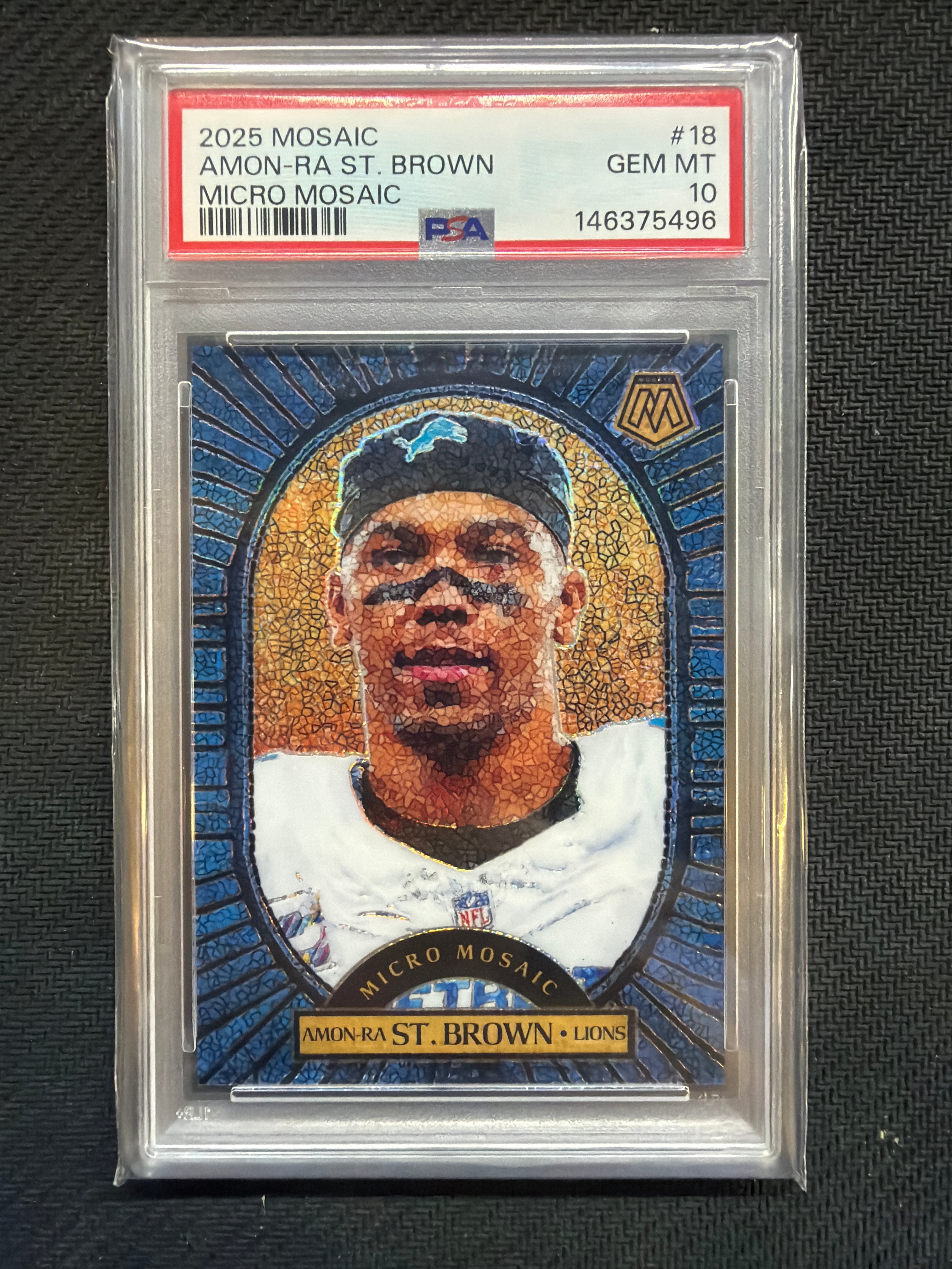 2025 Mosaic Amon-Ra St. Brown Micro Mosaic #18 PSA 10 496 Lions