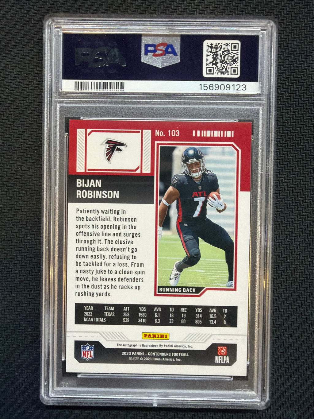2023 Contenders Bijan Robinson Autograph #103 PSA 9 Falcons