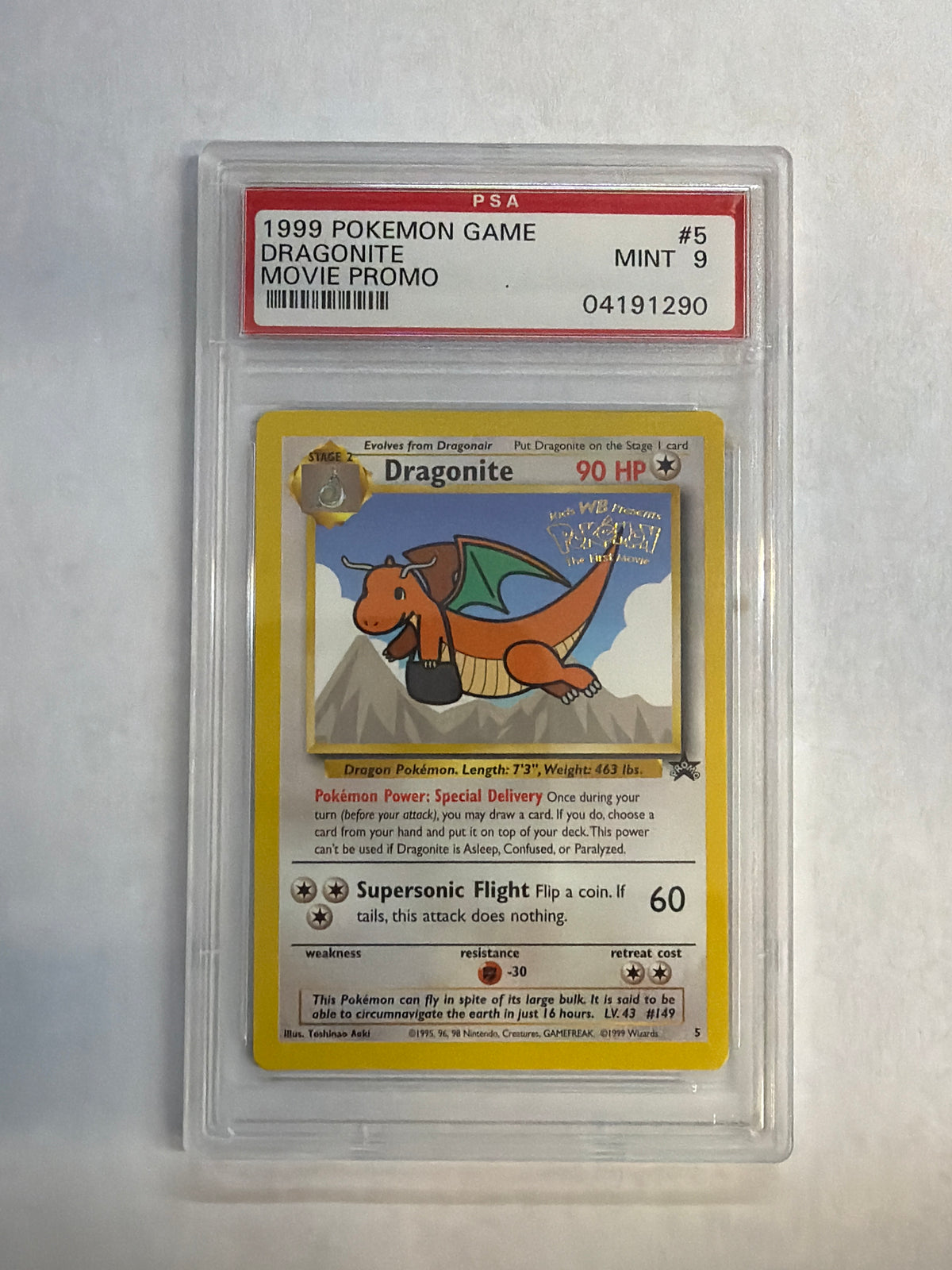 1999 Pokemon Dragonite Movie Promo PSA 9