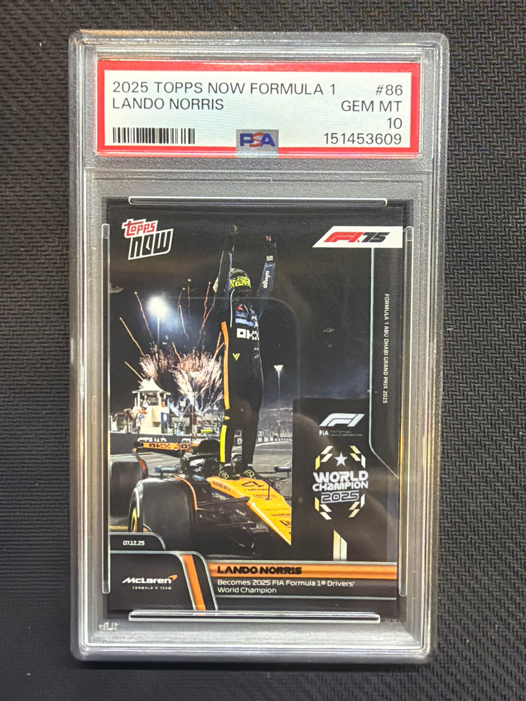 2025 Topps Now Formula 1 F1 Lando Norris #86 PSA 10 Mclaren 609