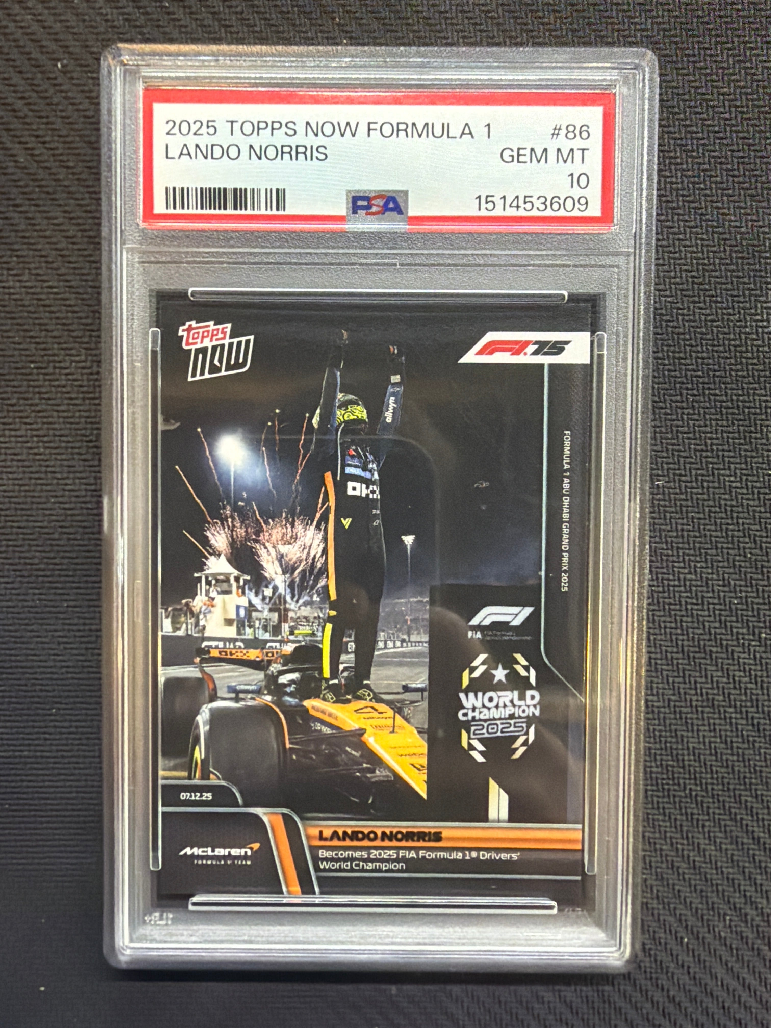 2025 Topps Now Formula 1 F1 Lando Norris #86 PSA 10 Mclaren 609