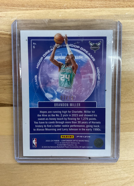 2023-24 Contenders Optic Brandon Miller Hoop Dreams Gold /10