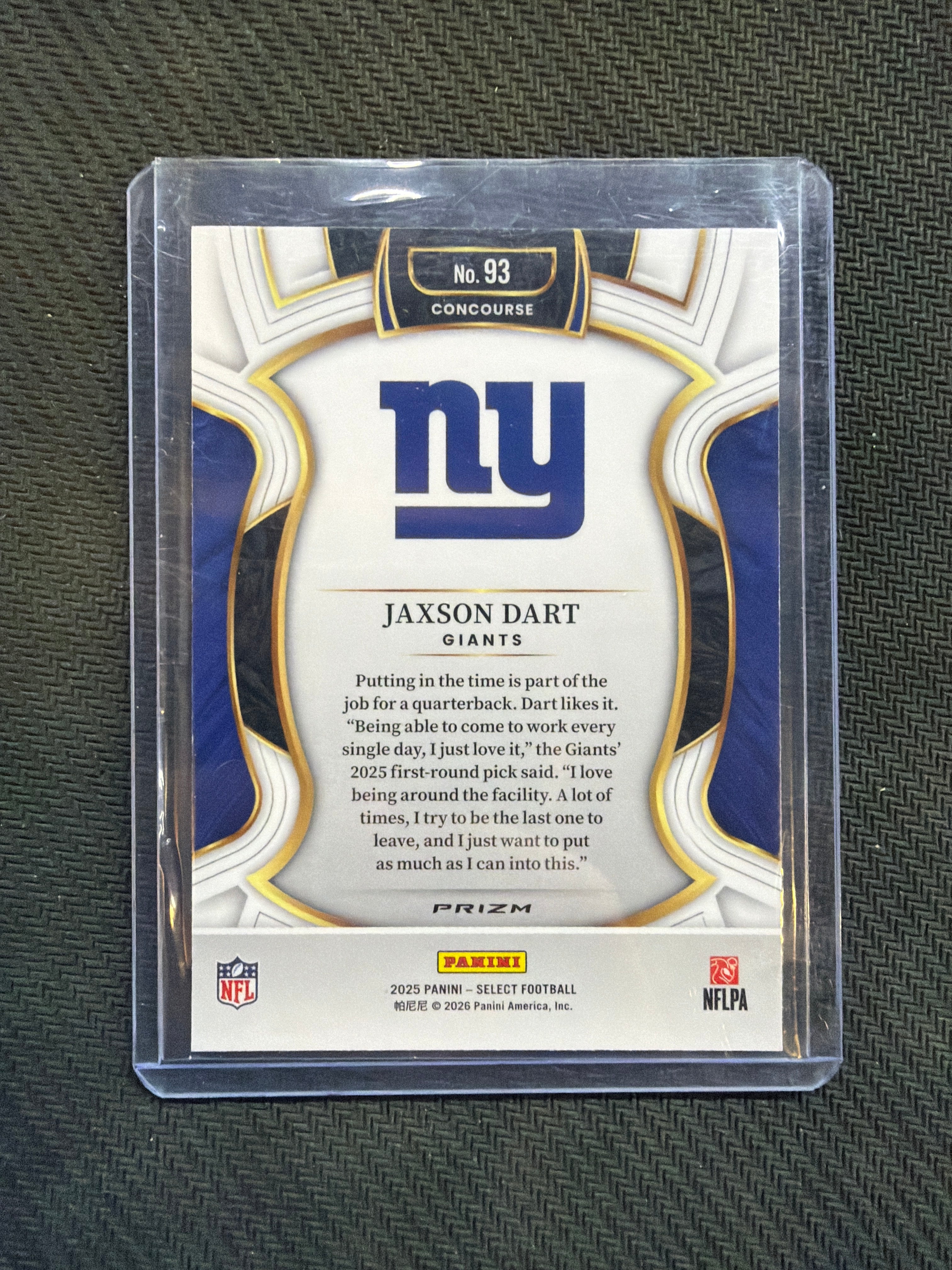2025 Panini Select Jaxson Dart Consourse Black Red Shock Giants
