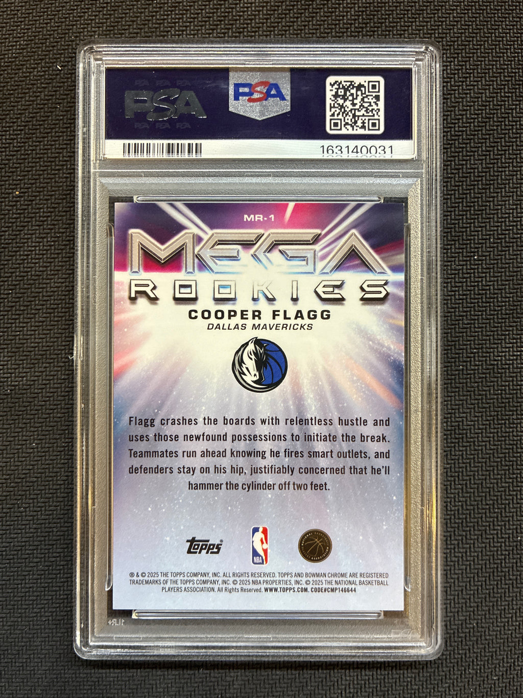 2025 Bowman Mega Box Cooper Flagg Mega Rookies Black Refractor /10 PSA 8 Mavericks