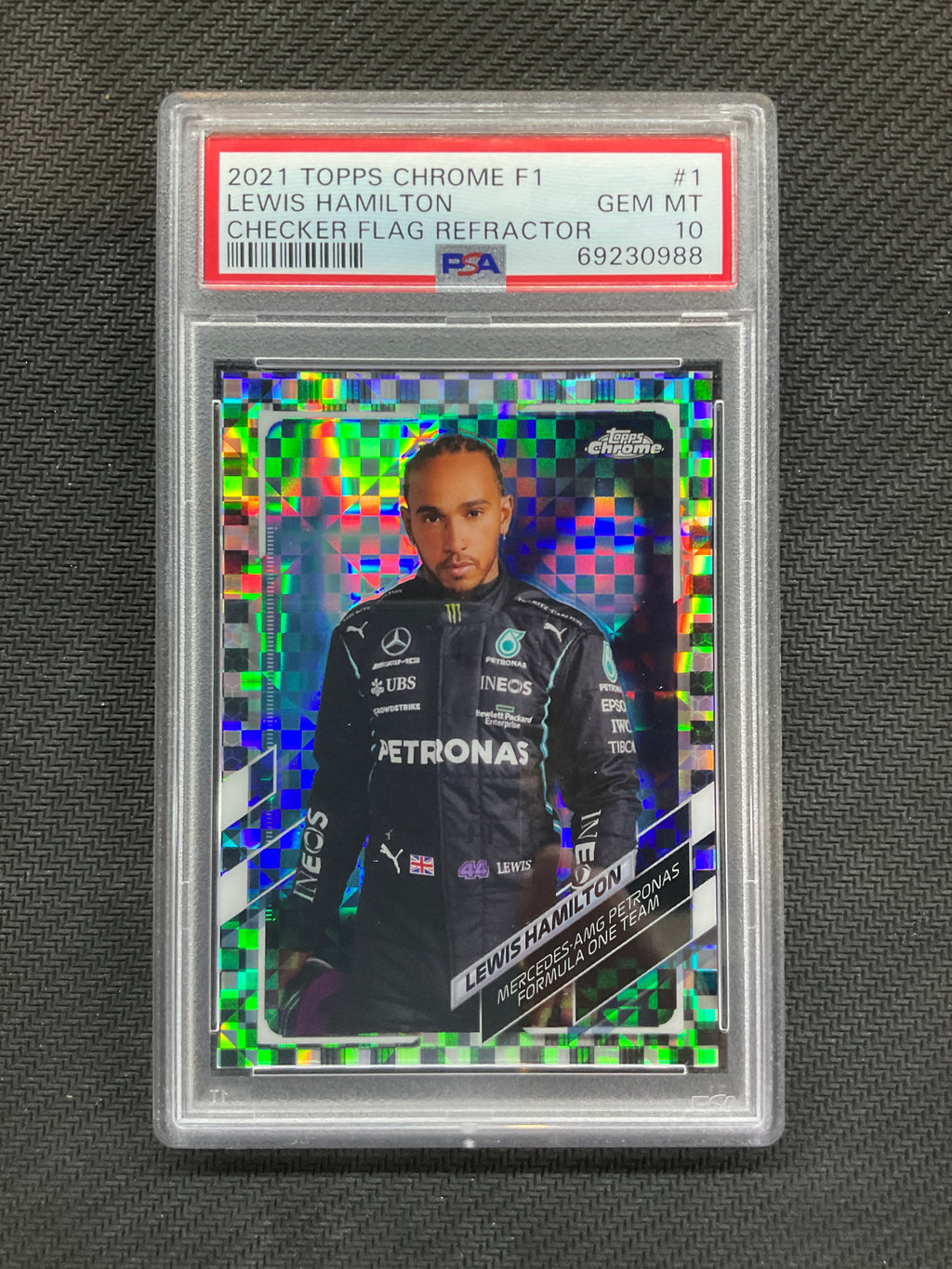 2021 Topps Chrome F1 Lewis Hamilton Checker Flag #1 PSA 10