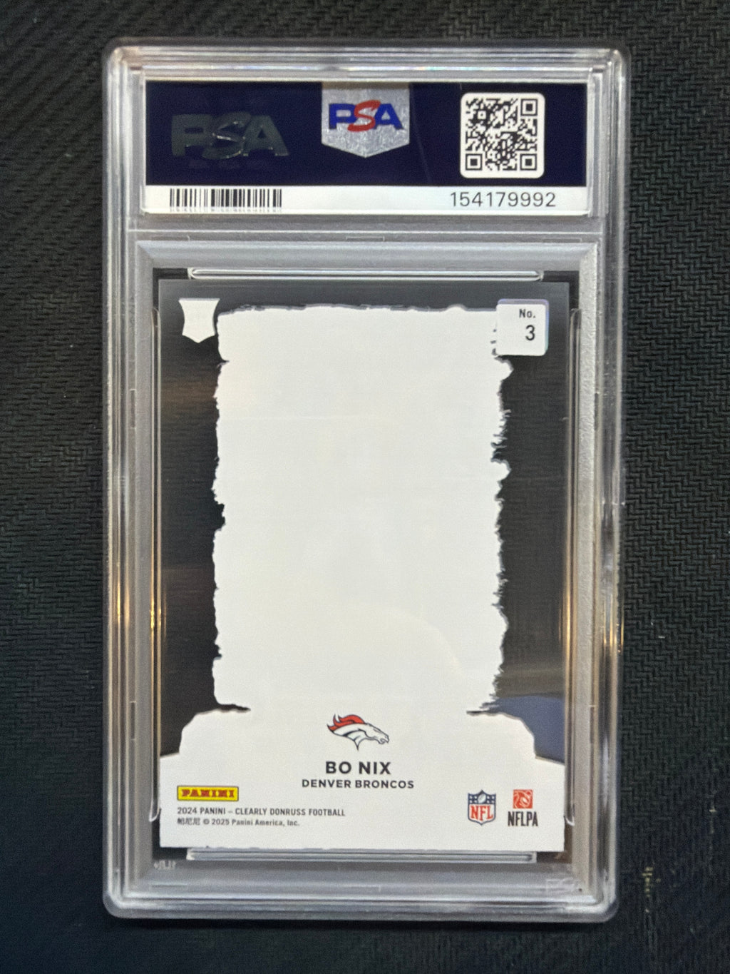2024 Clearly Donruss Bo Nix Rookie Uptowns #3 PSA 9 Broncos