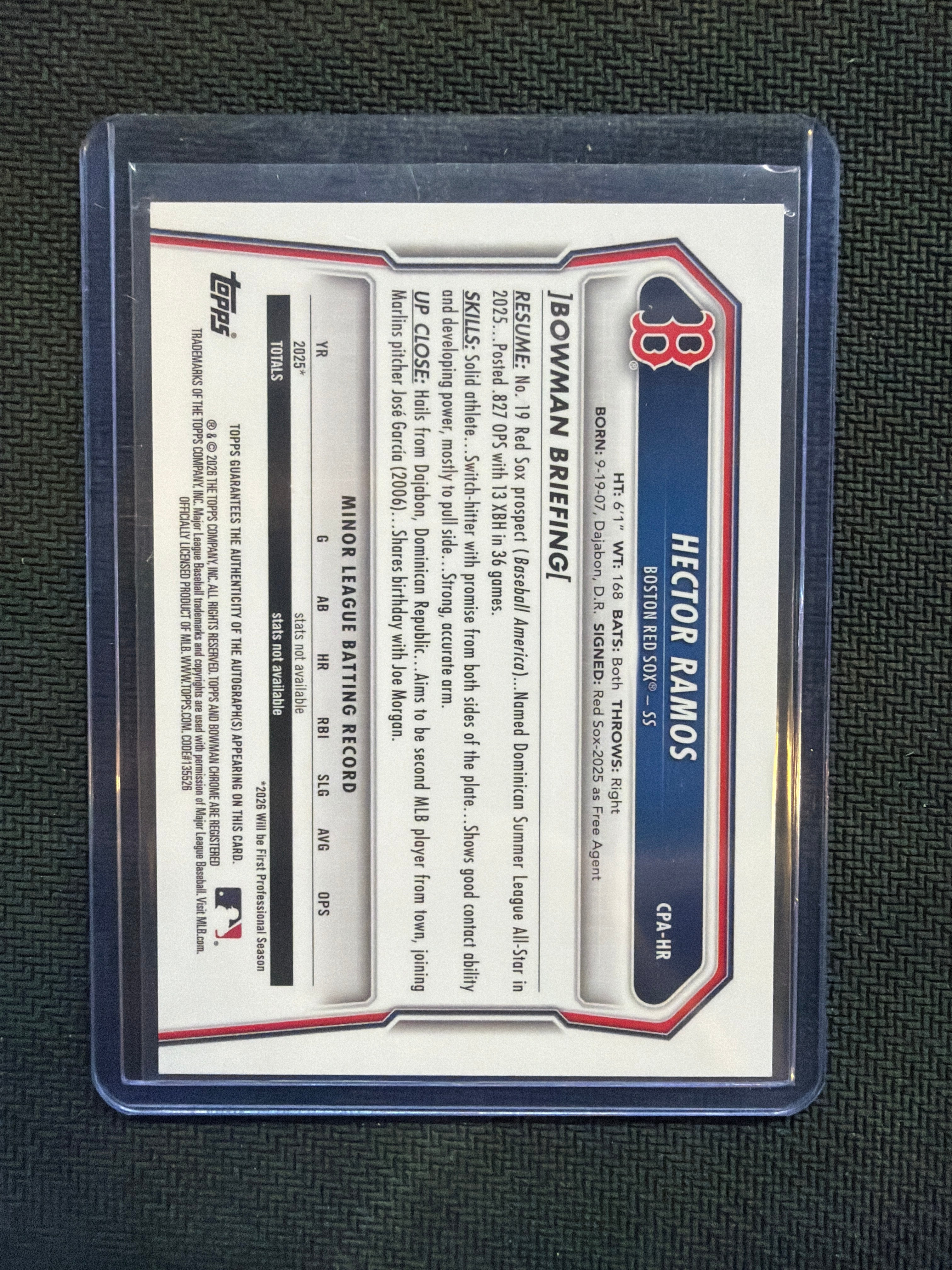 2026 Bowman Chrome Hector Ramos True Blue 1st Auto /150