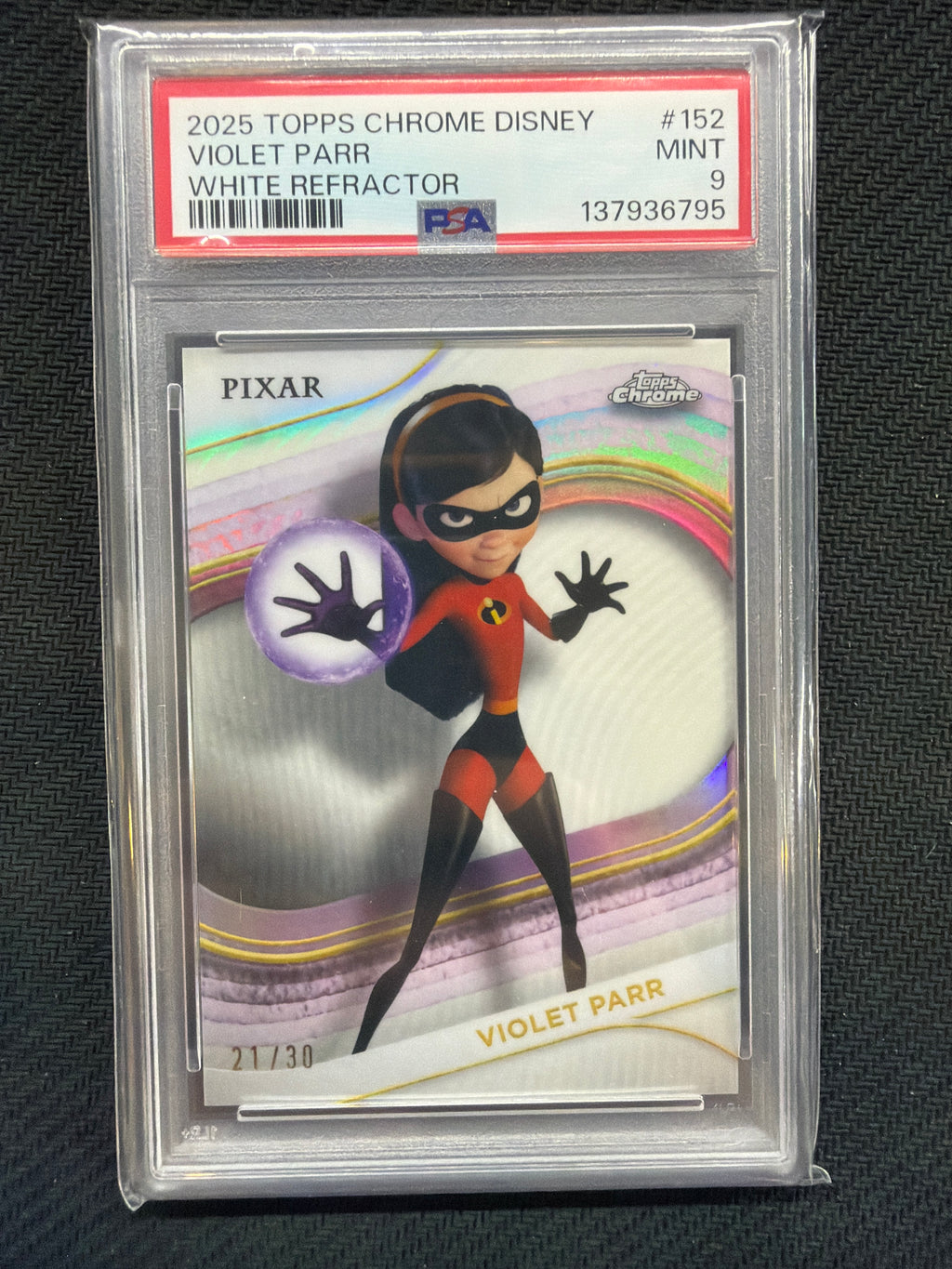 2025 Topps Chrome Disney Violet Parr White /30 PSA 9