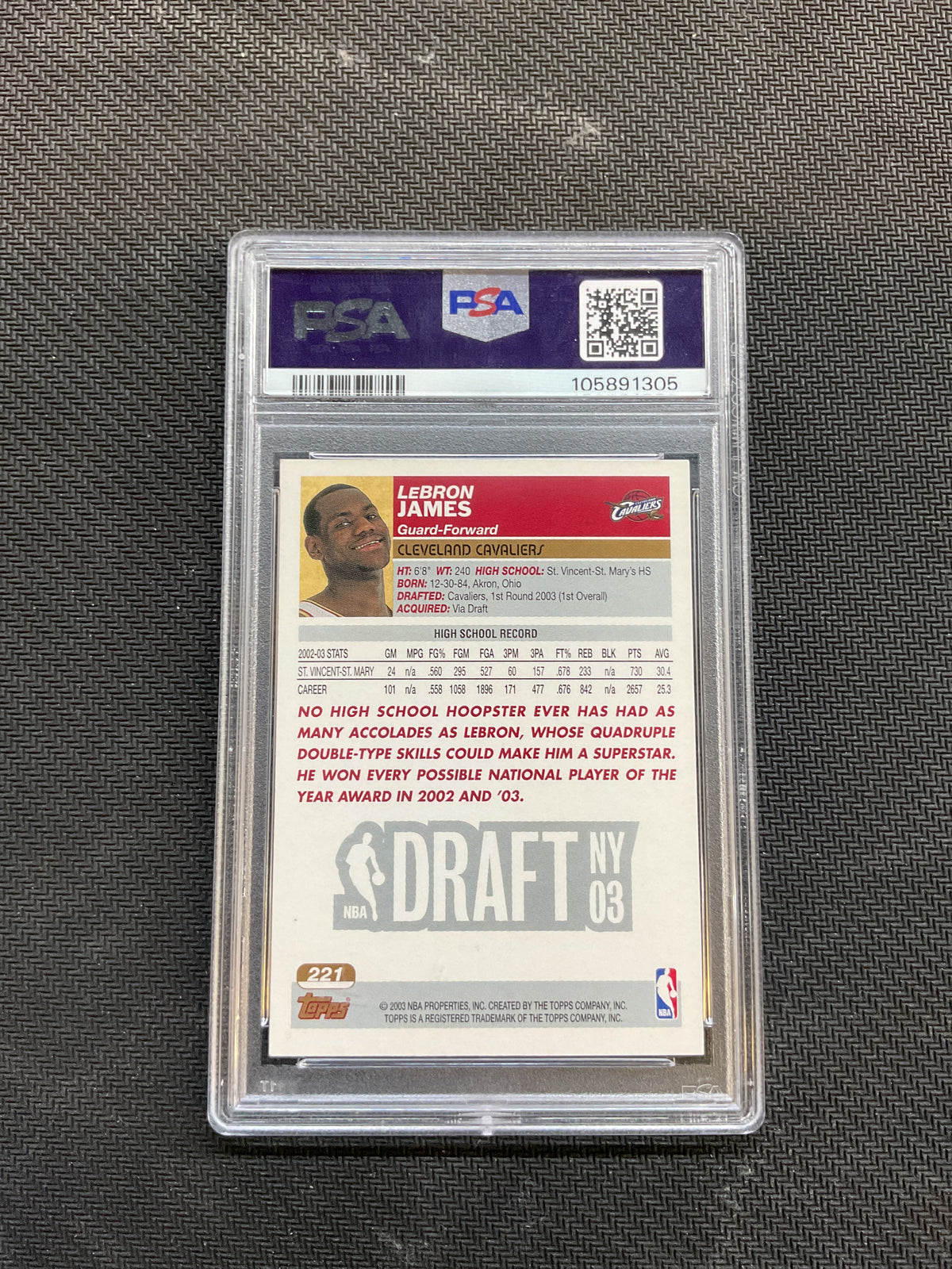 2003 Topps Lebron James Rookie PSA 7 Cavaliers