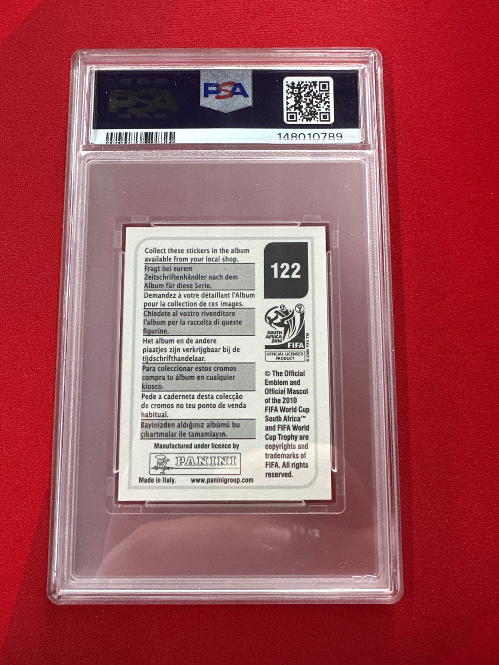 2010 Panini South Africa Lionel Messi World Cup Sticker PSA 5