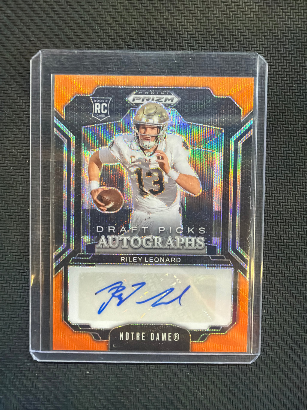 2025 Prizm Draft Picks Riley Leonard Orange Auto /75 Notre Dame