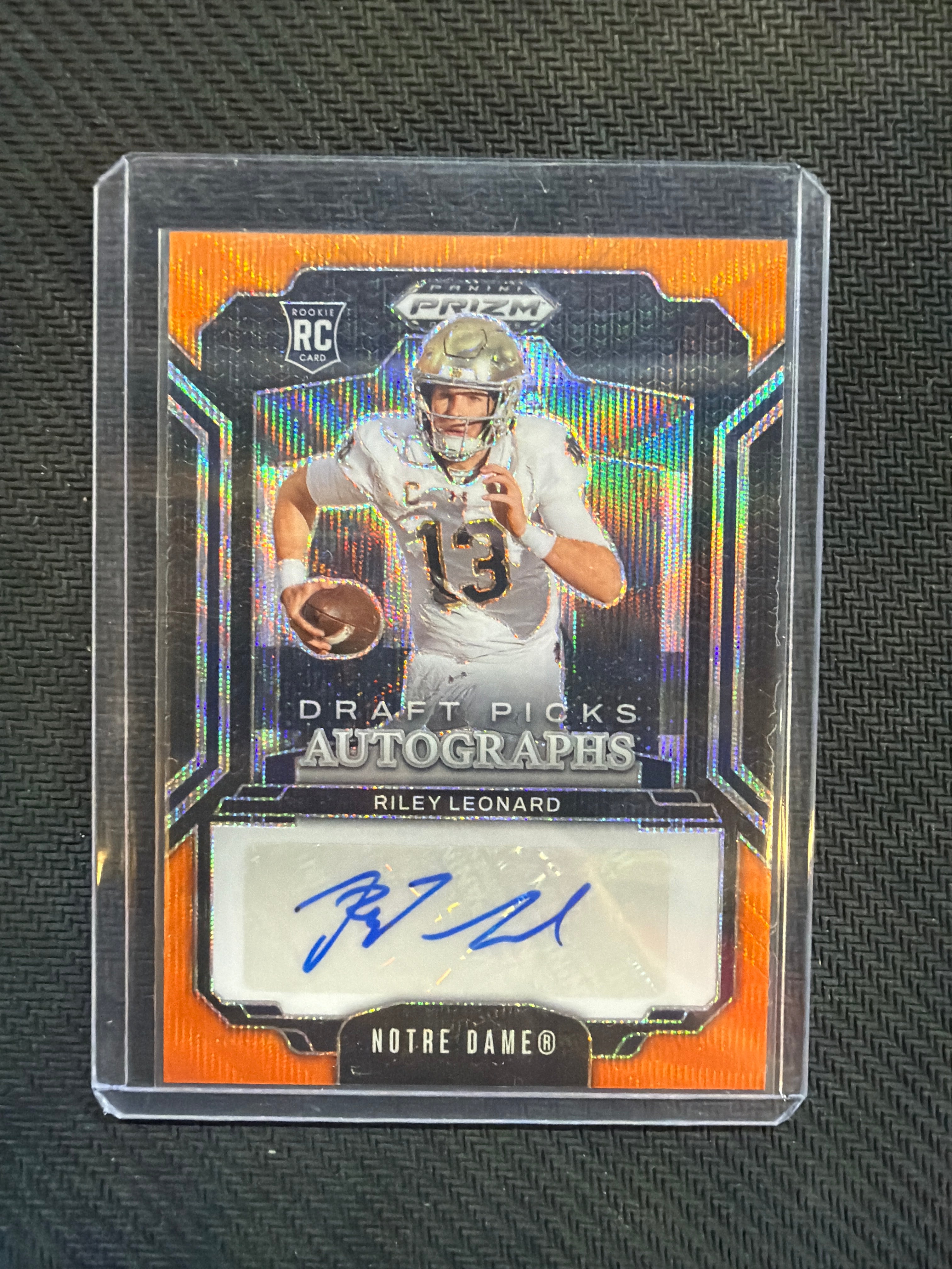 2025 Prizm Draft Picks Riley Leonard Orange Auto /75 Notre Dame