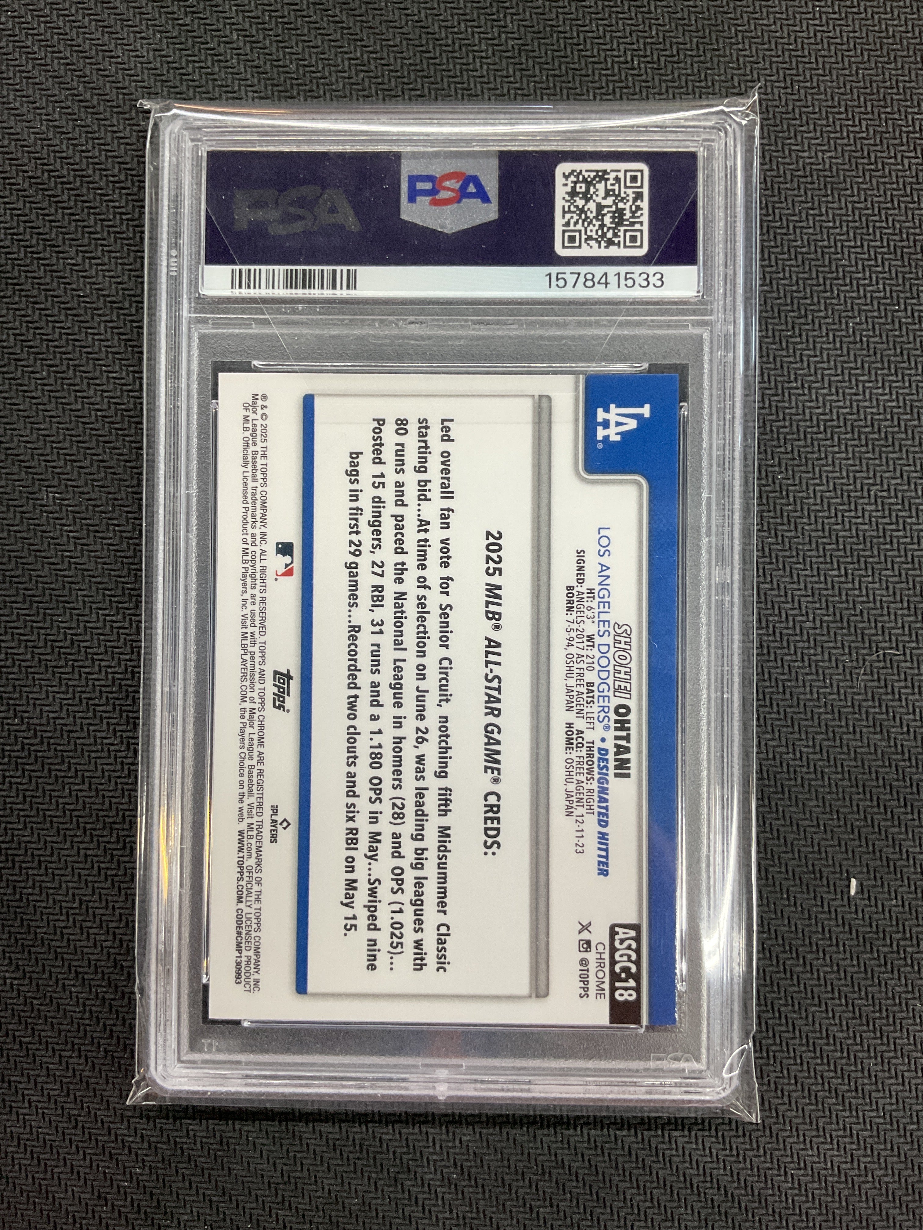 2025 Topps Chrome Update Shohei Ohtani All-Star Game Refractor PSA 10 533