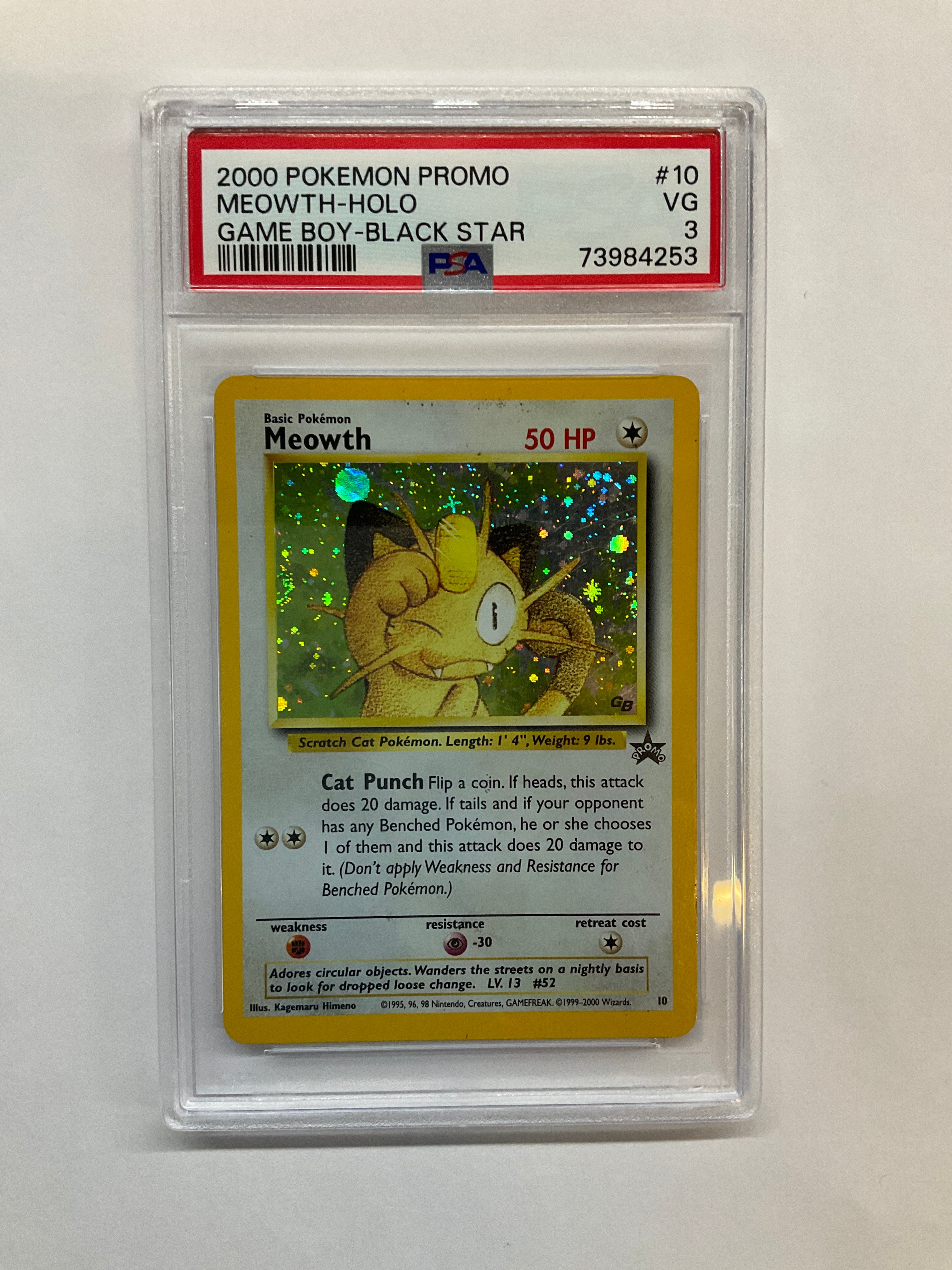 2000 Pokemon Promo Meowth Holo #10 Game Boy Black Star PSA 3