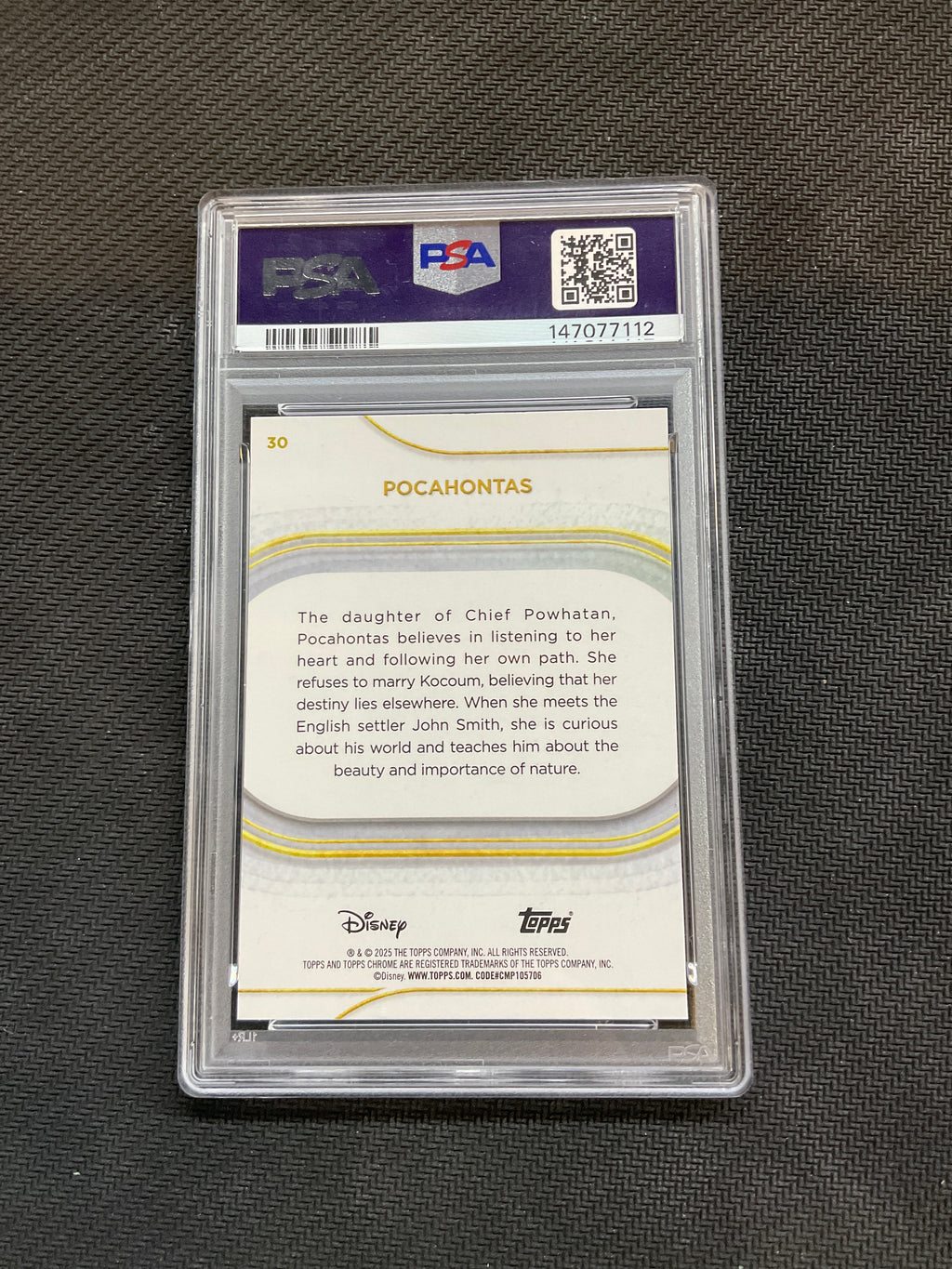 2025 Topps Chrome Disney Sapphire Pocahontas PSA 10 112