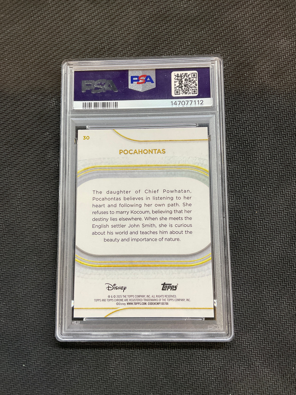2025 Topps Chrome Disney Sapphire Pocahontas PSA 10 112
