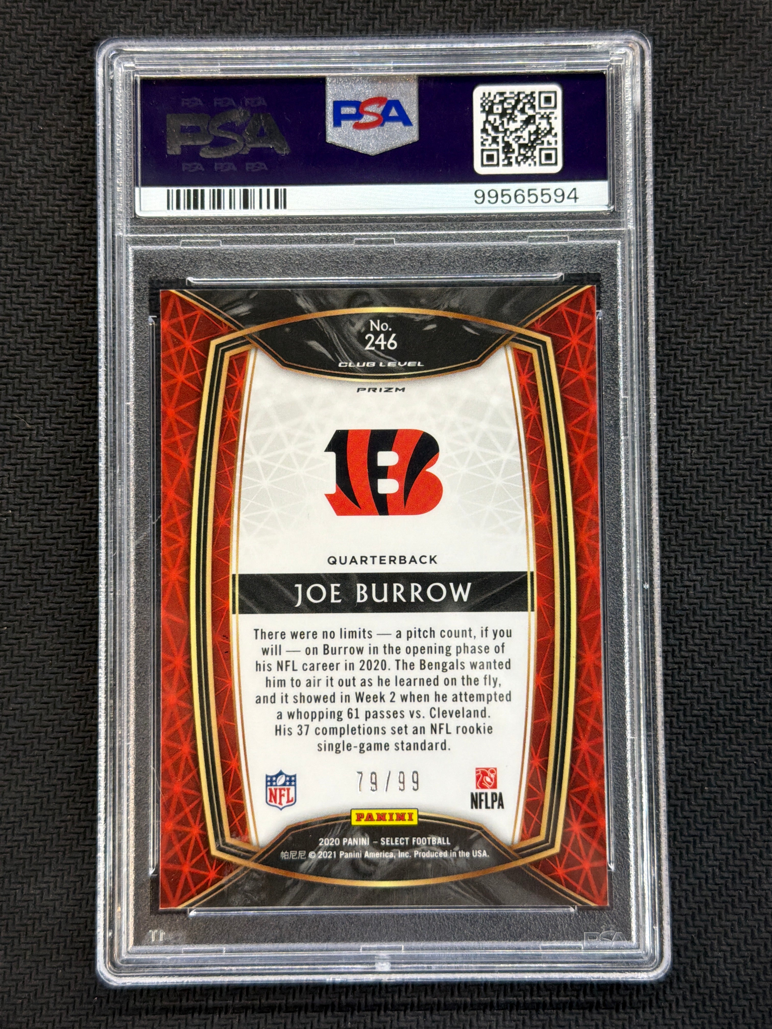 2020 Panini Select Joe Burrow Tri-Color Rookie /99 PSA 9 Bengals