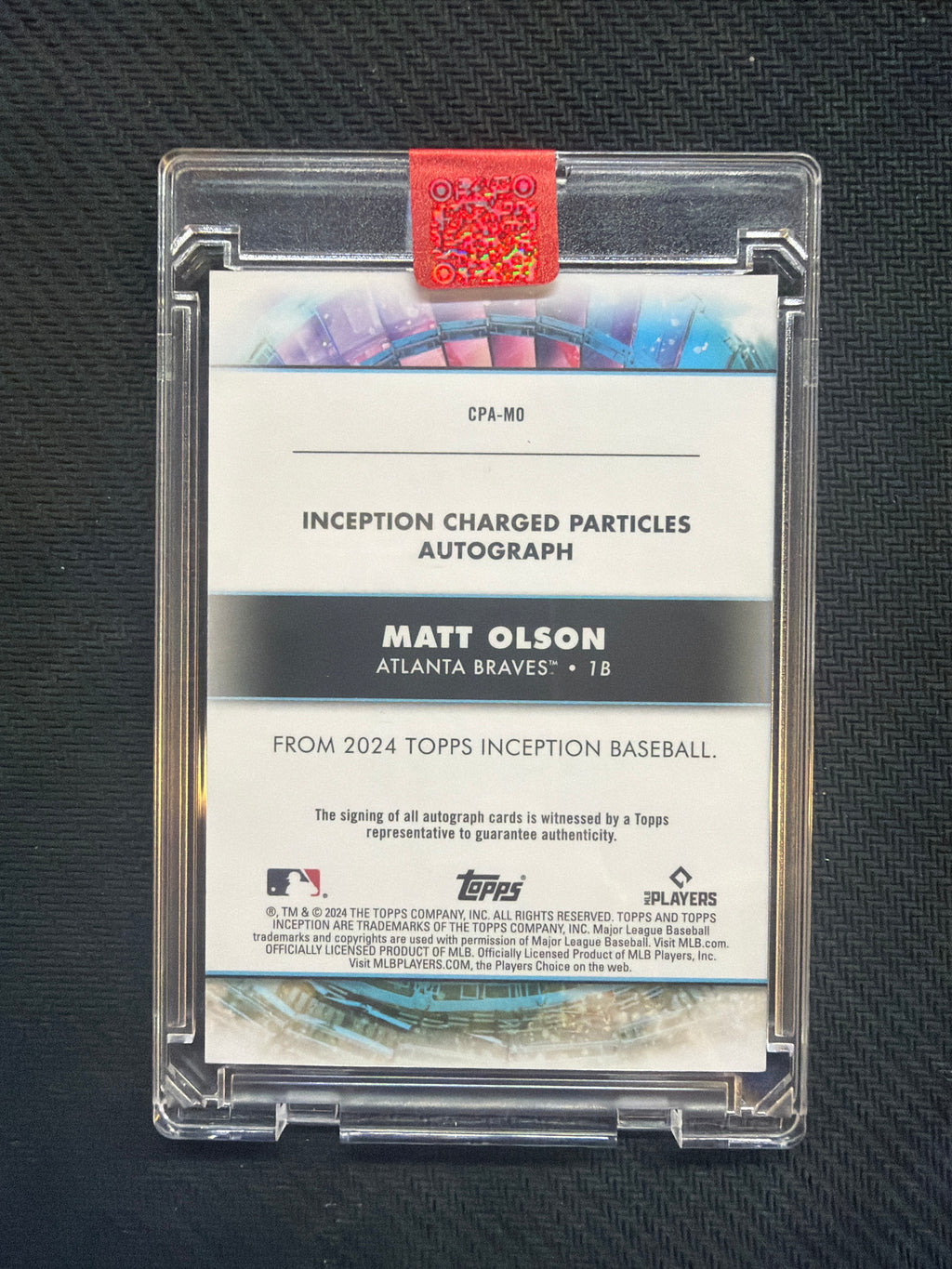 2024 Topps Inception Matt Olson Charged Particles Auto /50 Braves