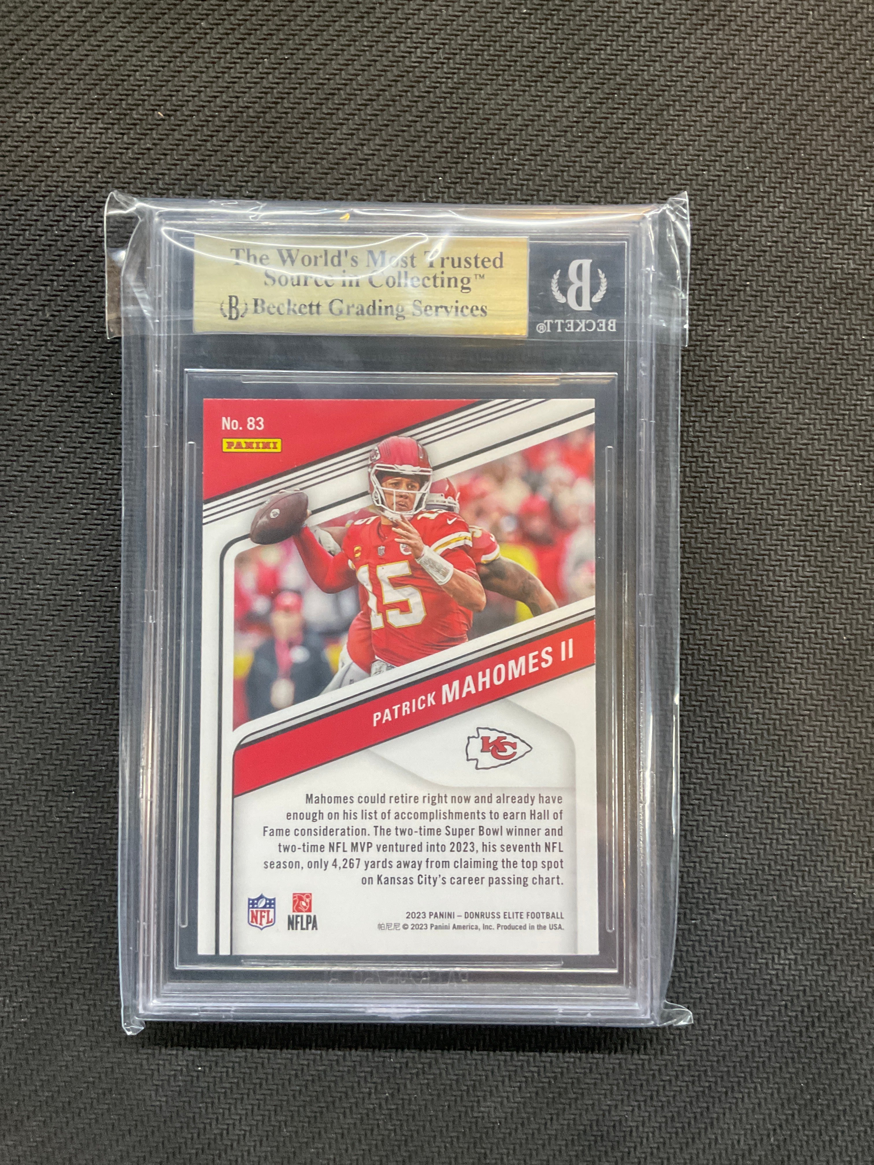 2023 Donruss Elite Patrick Mahomes II Green Disco BGS 9.5