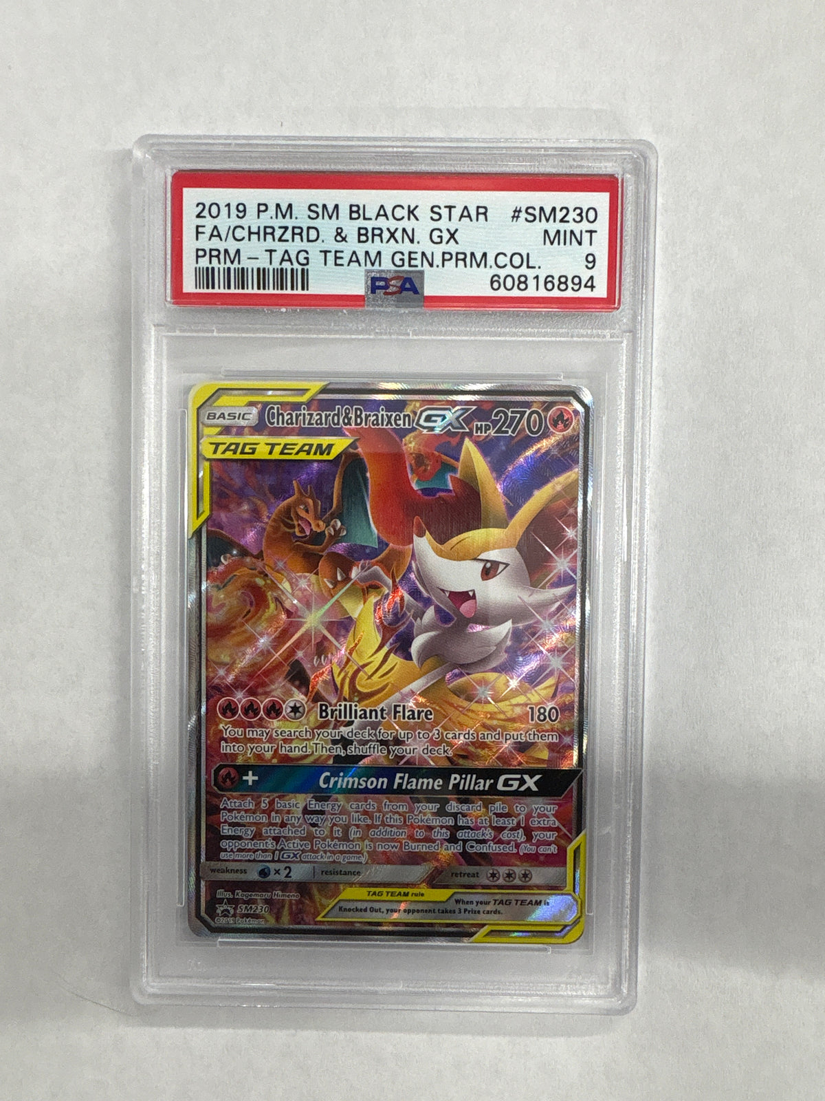 2019 Pokemon Promo Charizard & Braixen GX SM230 PSA 9