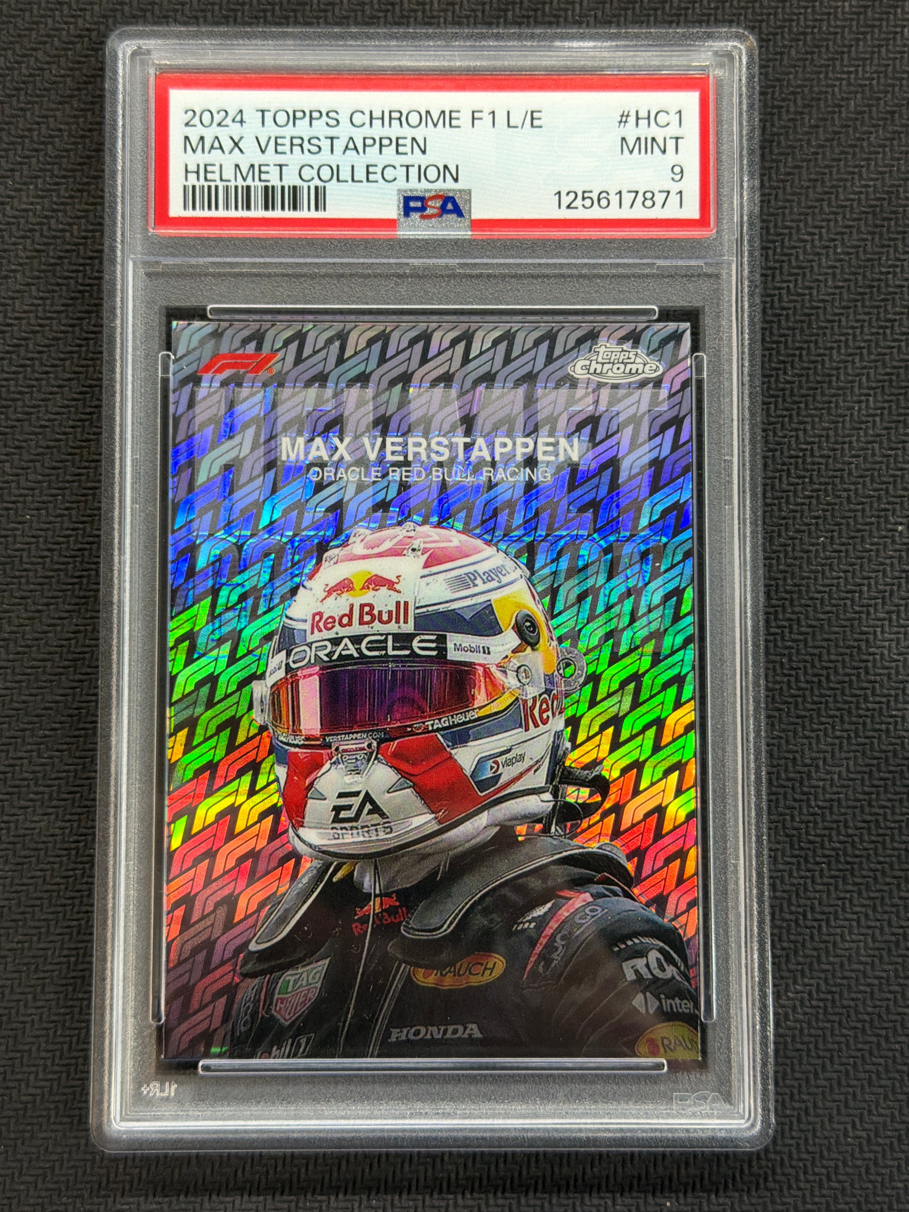 2024 Topps Chrome Logofractor Max Verstappen Helmet PSA 9 871