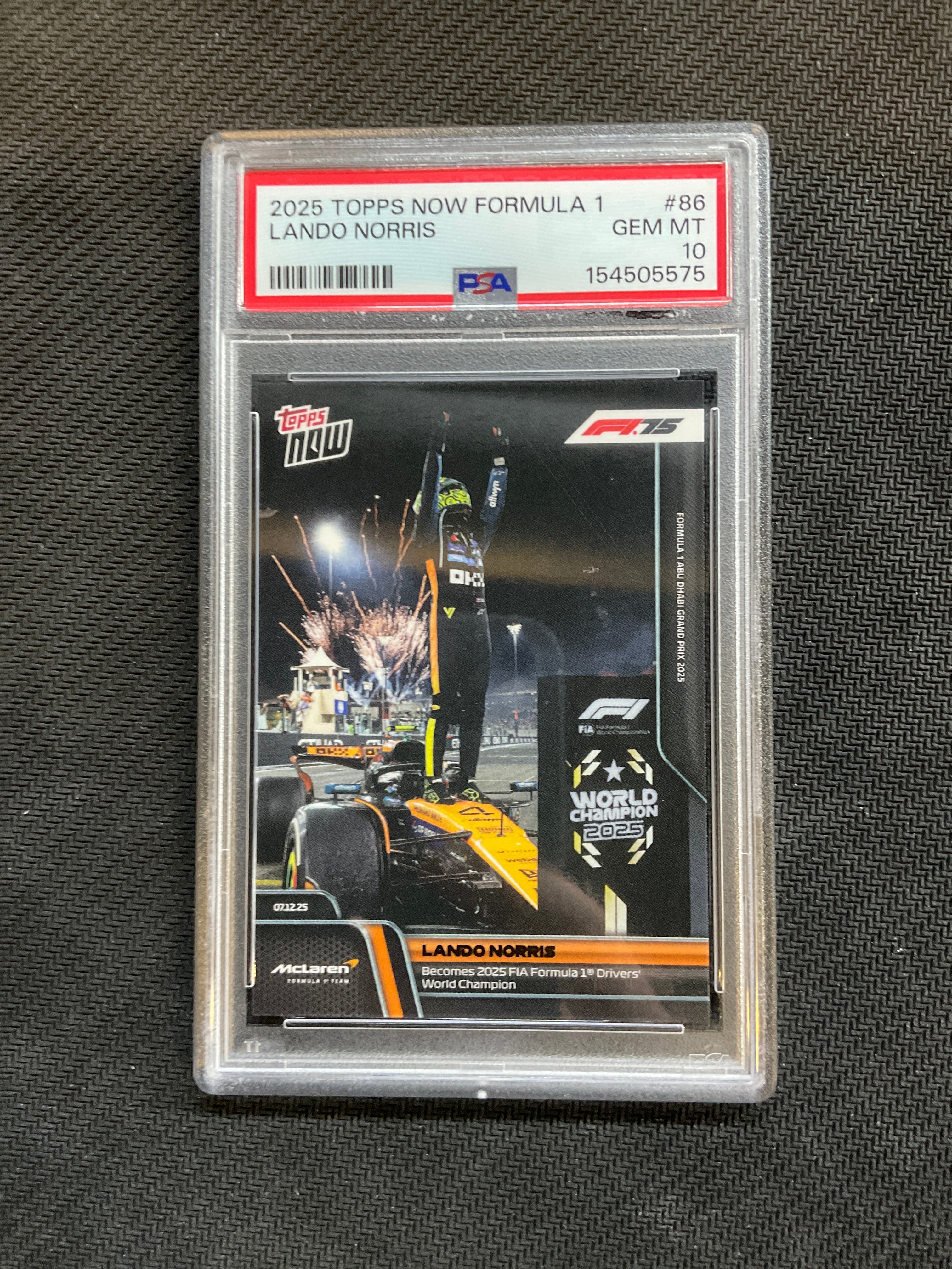 2025 Topps Now F1 Lando Norris #86 PSA 10 World Champion 575