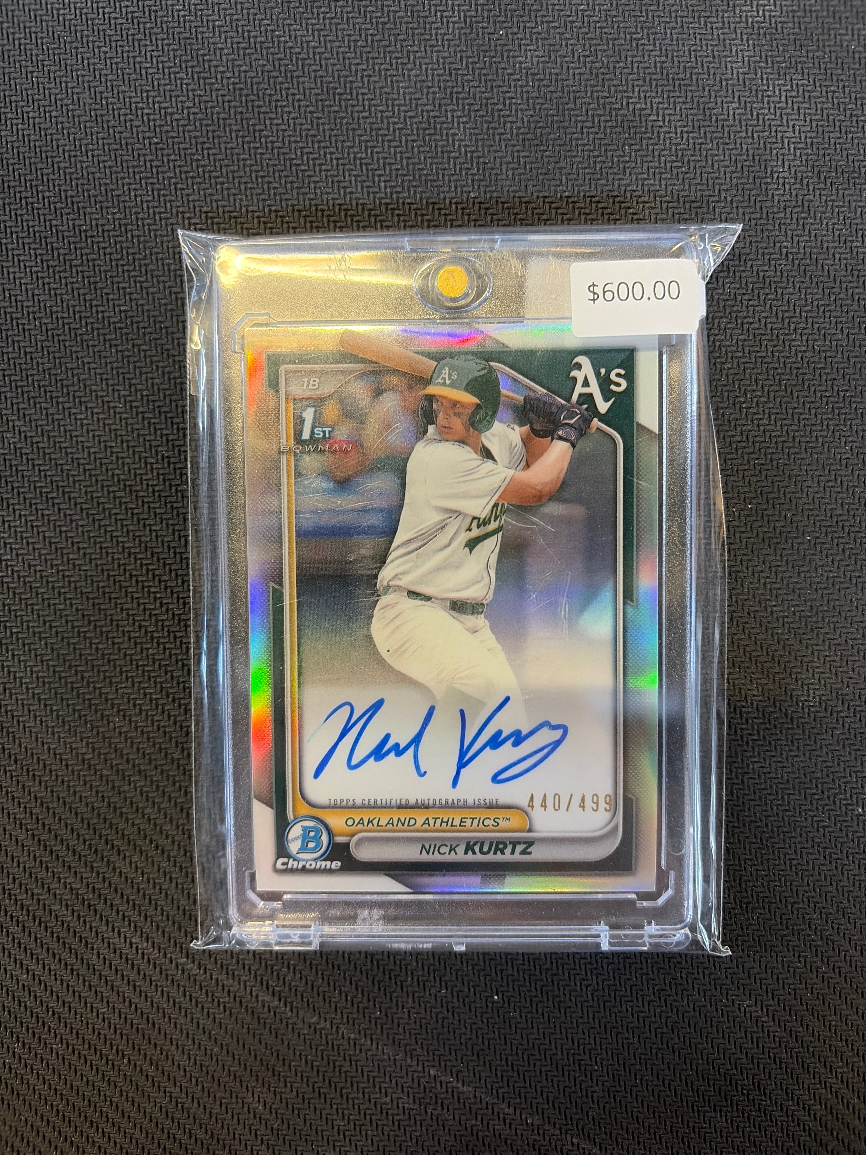 2024 Bowman Chrome Draft Nick Kurtz 1st Bowman Refrator Auto /499 Athletics
