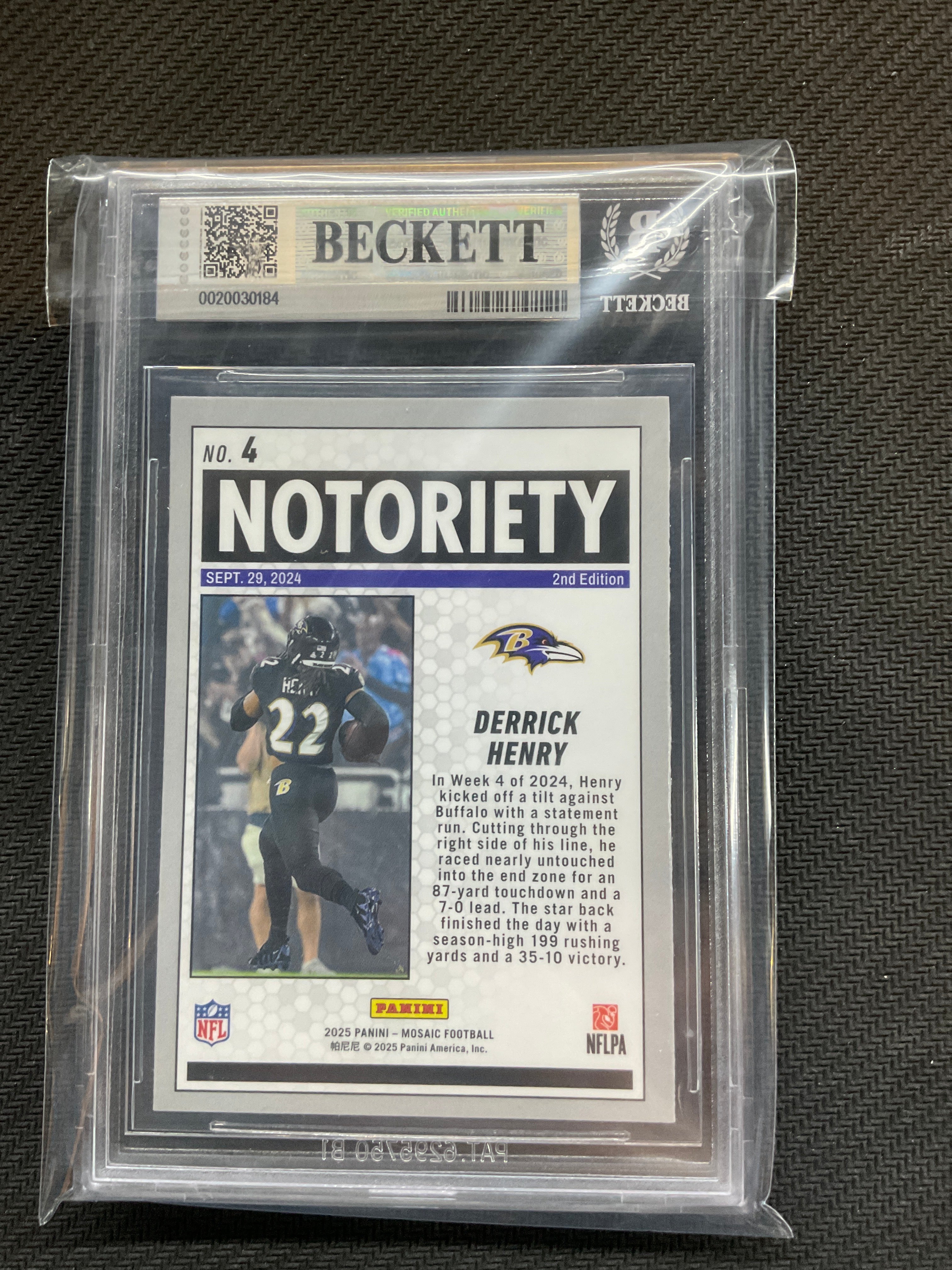 2025 Mosaic Derrick Henry Notoriety BGS 8 Ravens