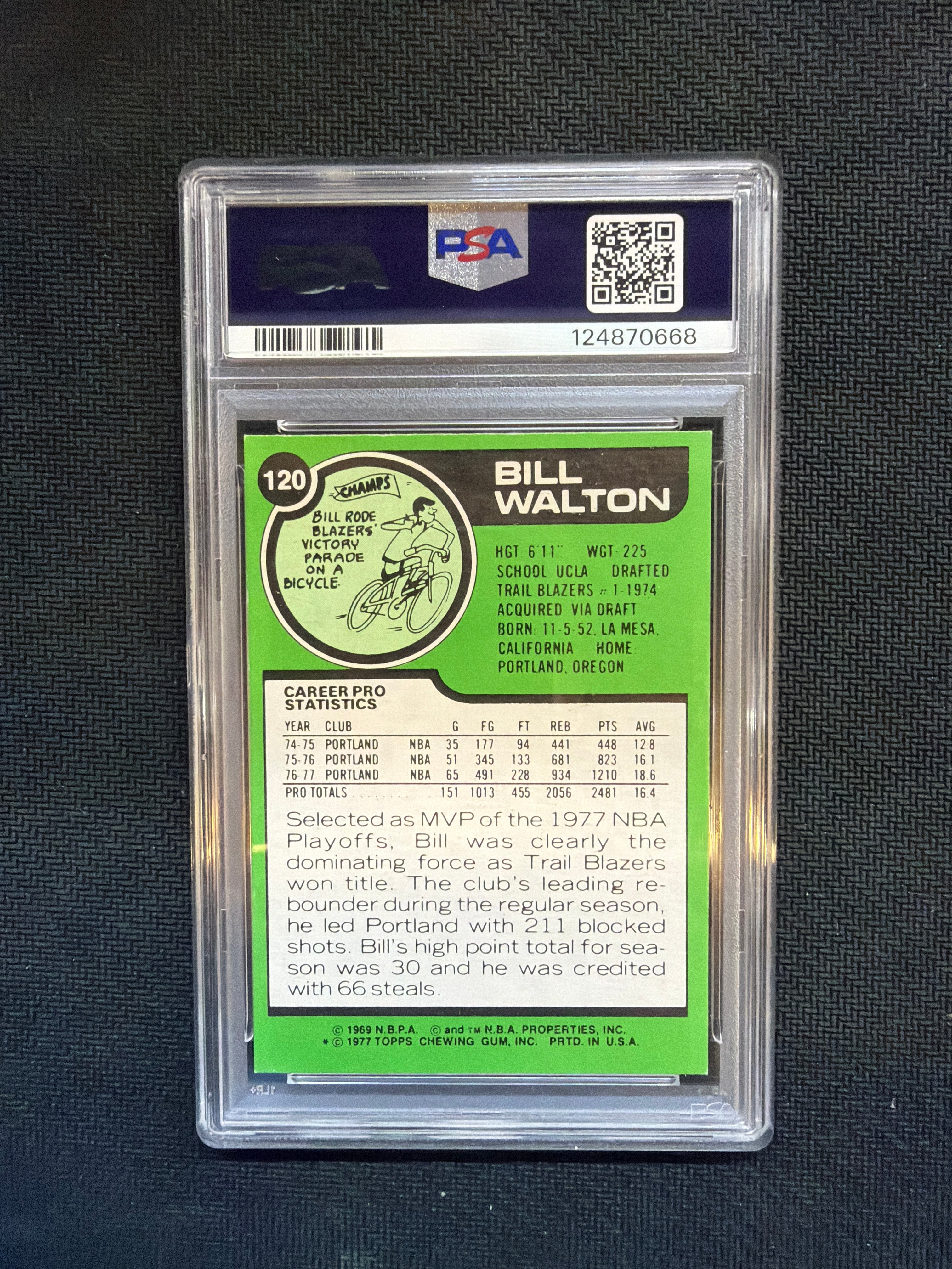 1977 Topps Bill Walton #120 PSA 8 Blazers