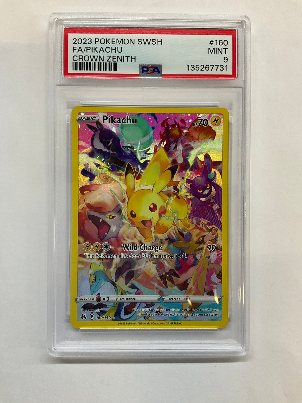 2023 Pokemon Swsh Pikachu #160 PSA 9 Crown Zenith