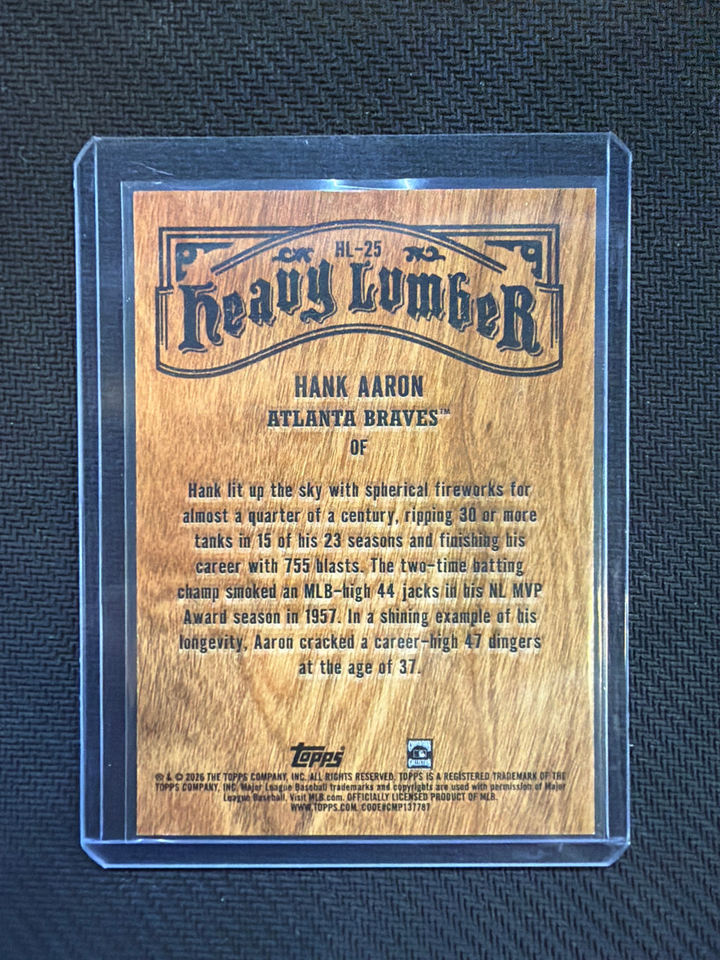 2026 Topps Heavy Lumber Hank Aaron Braves