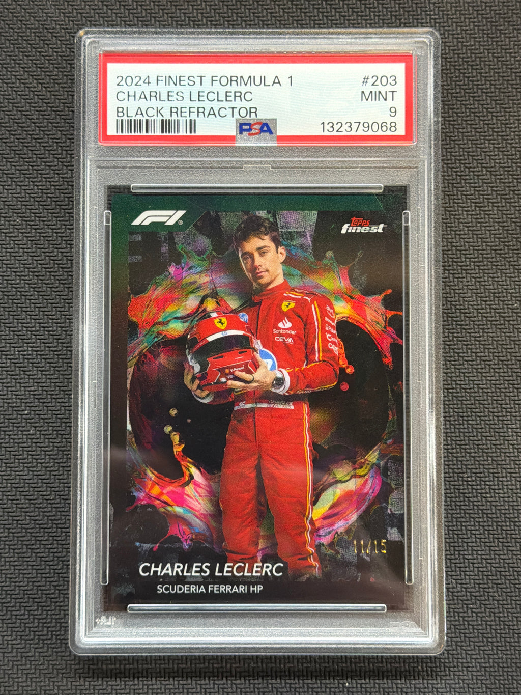 2024 Topps Finest F1 Charles Leclerc Black /10 #203 PSA 9 068