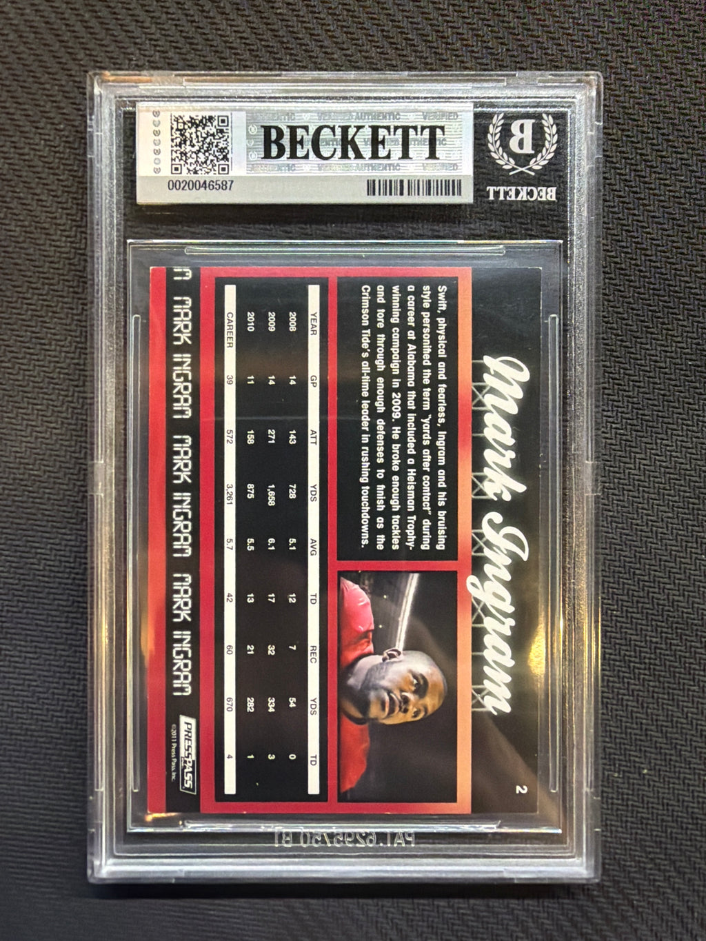2011 Press Proof Reflectors Mark Ingram Gold /100 BGS 7.5 Alabama