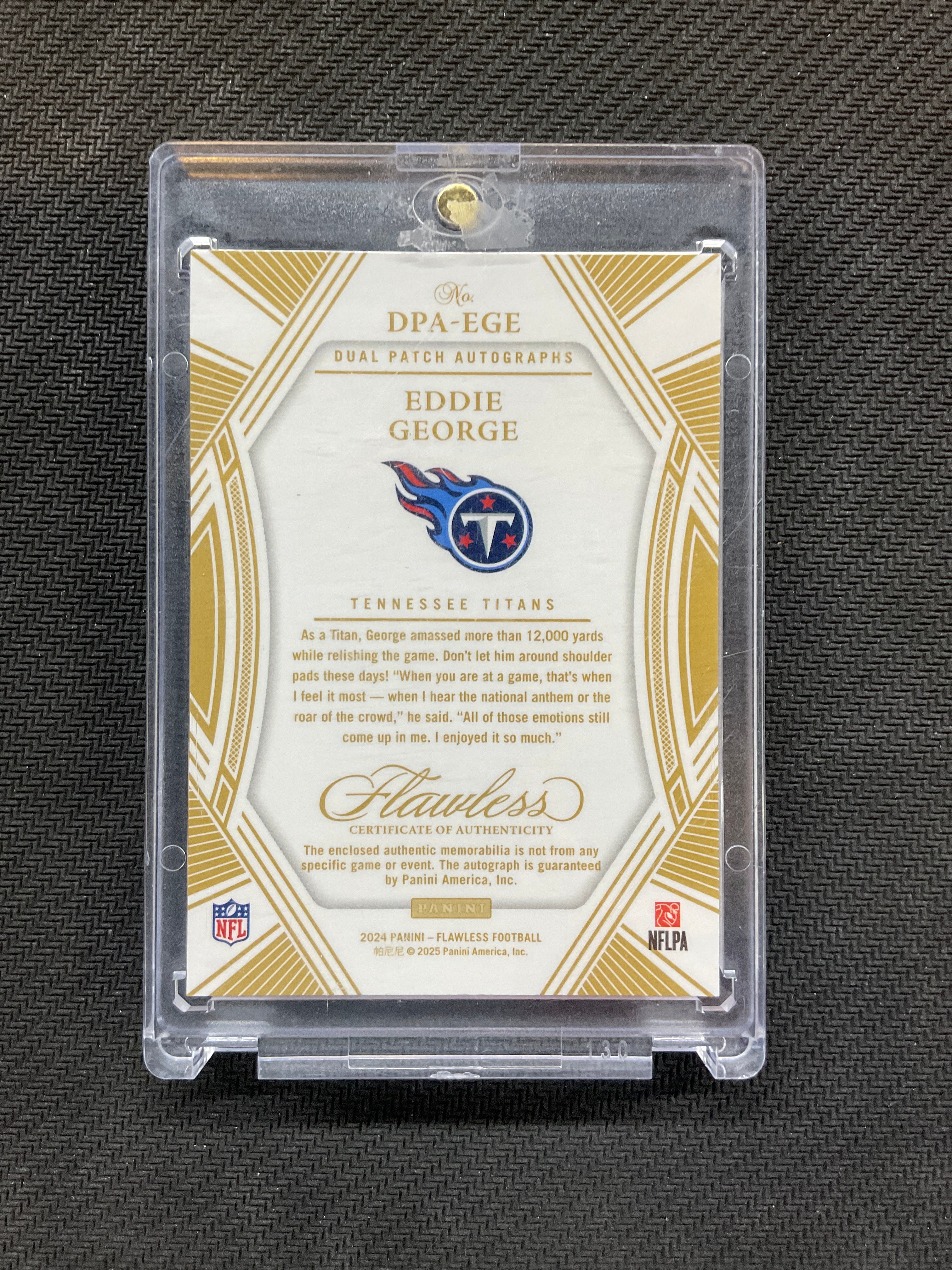 2024 Flawless Eddie George Patch Auto /20 Titans