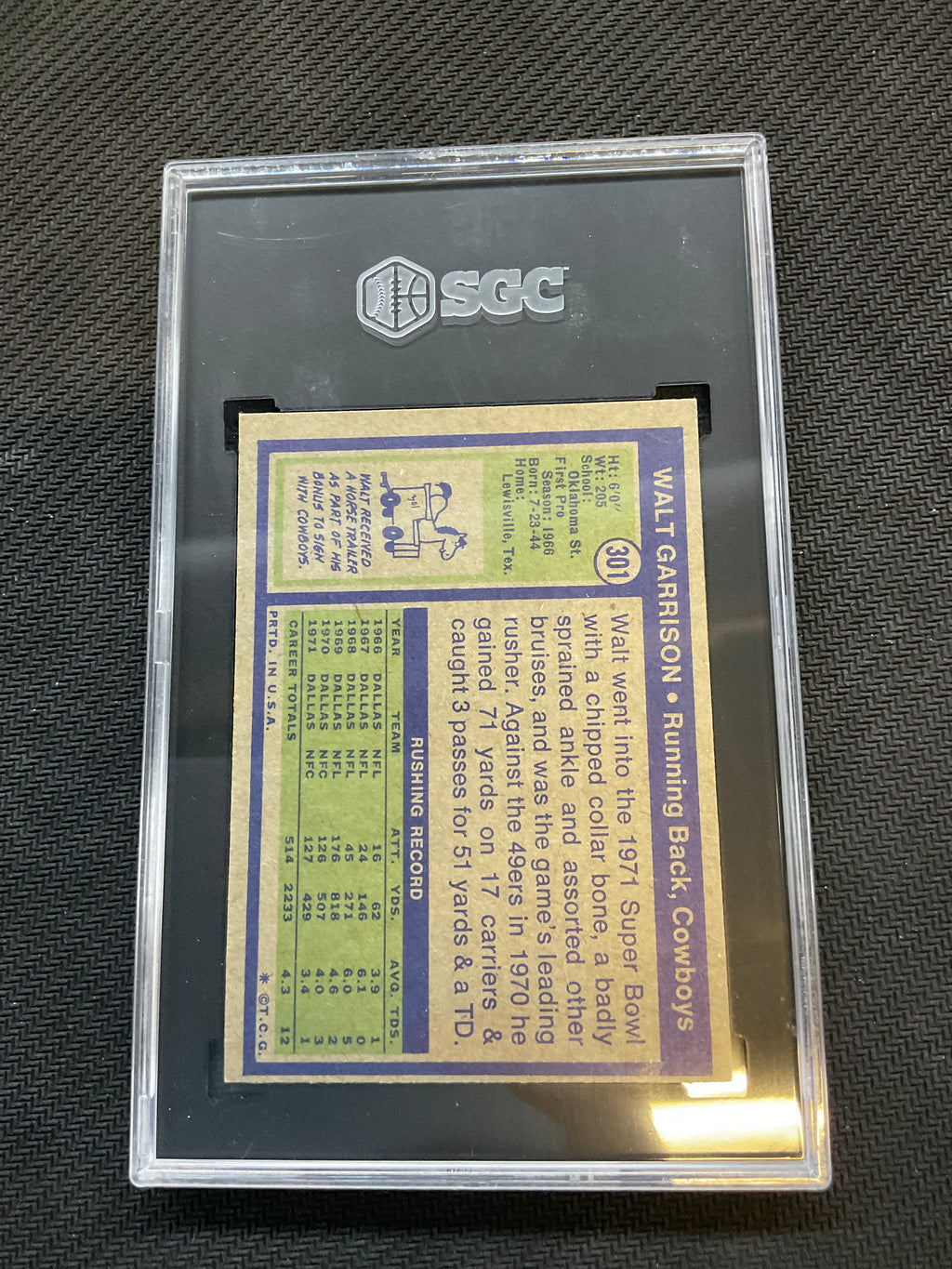 1972 Topps #301 Walt Garrison SGC 4