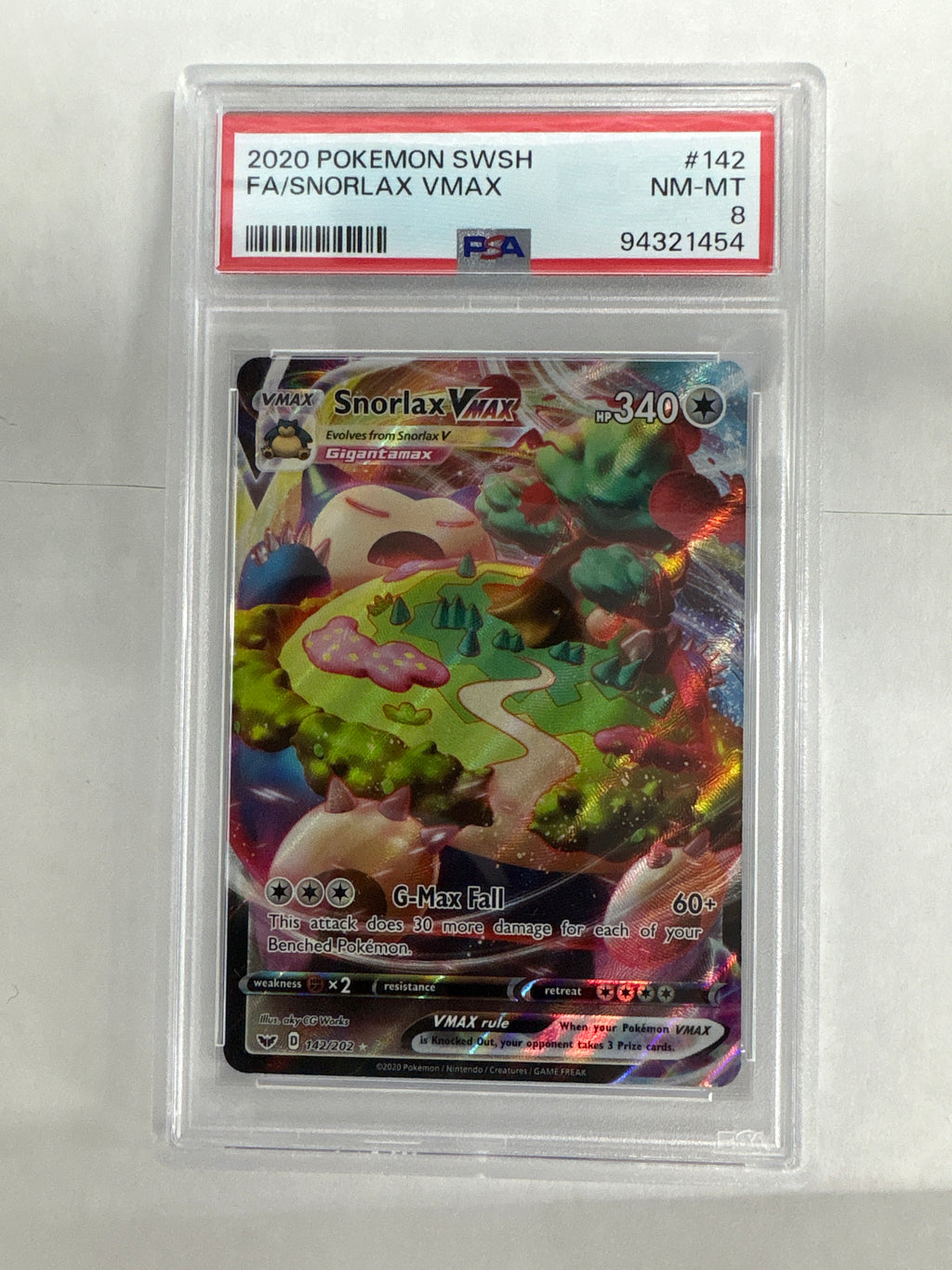 2020 Pokemon Sword & Shield Snorlax Vmax 142 PSA 8