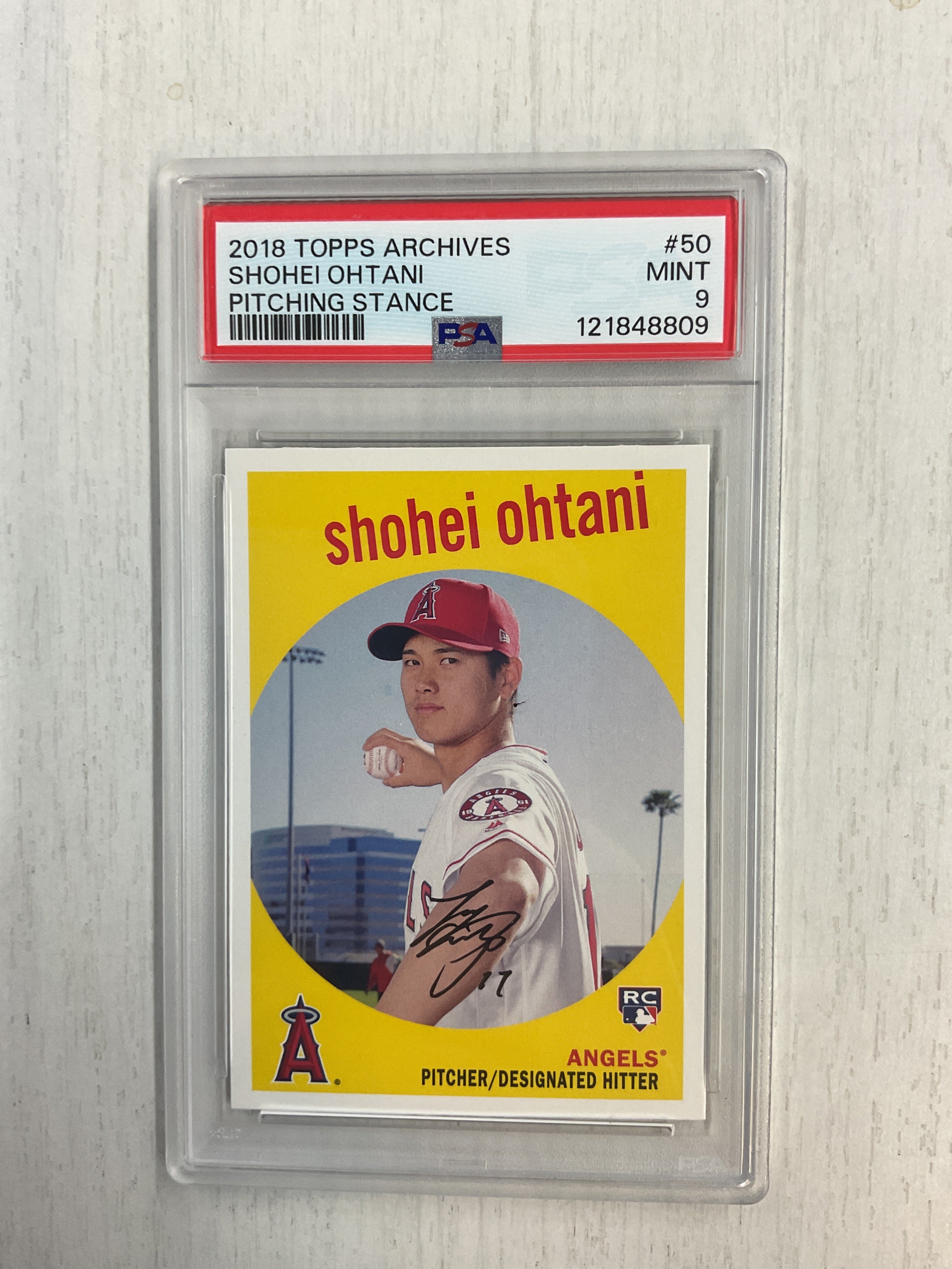 2018 Topps Archives Shohei Ohtani Pitching Stance Rookie PSA 9