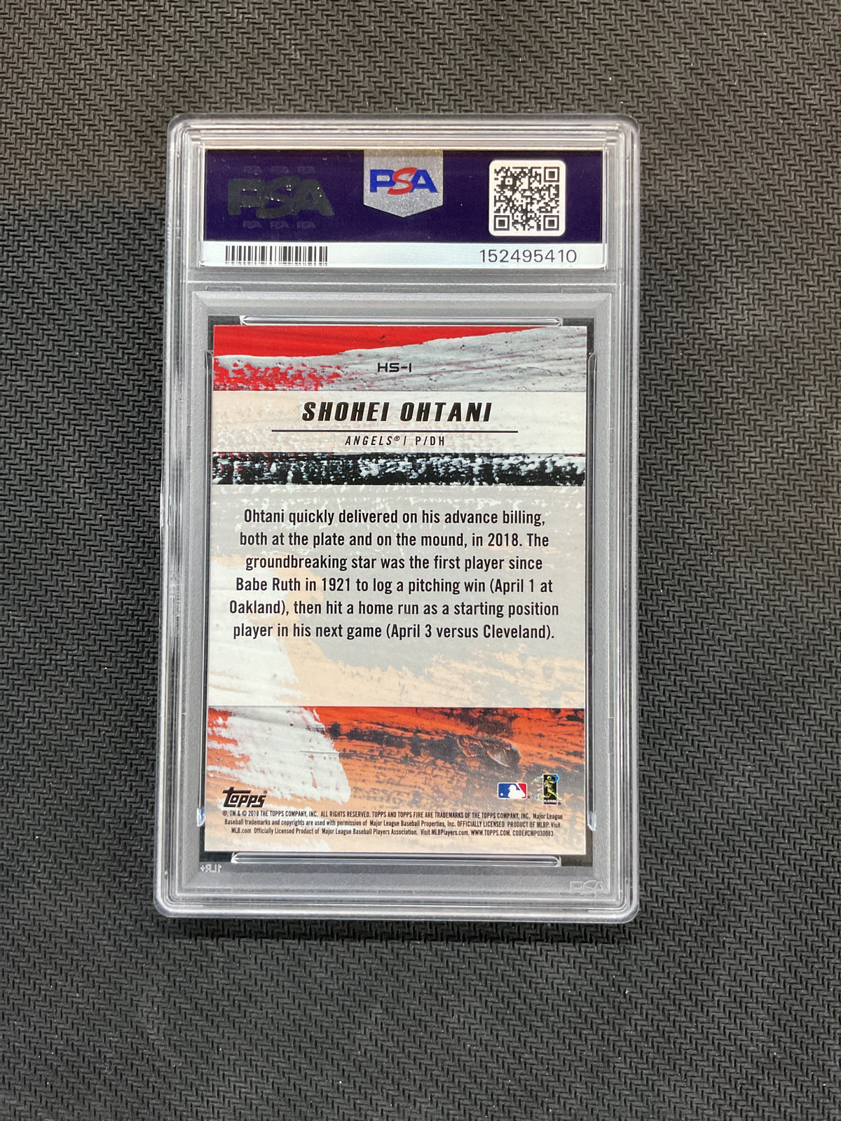 2018 Topps Fire Shohei Ohtani Hot Starts Gold Minted #HS1 PSA 10 Rookie 410