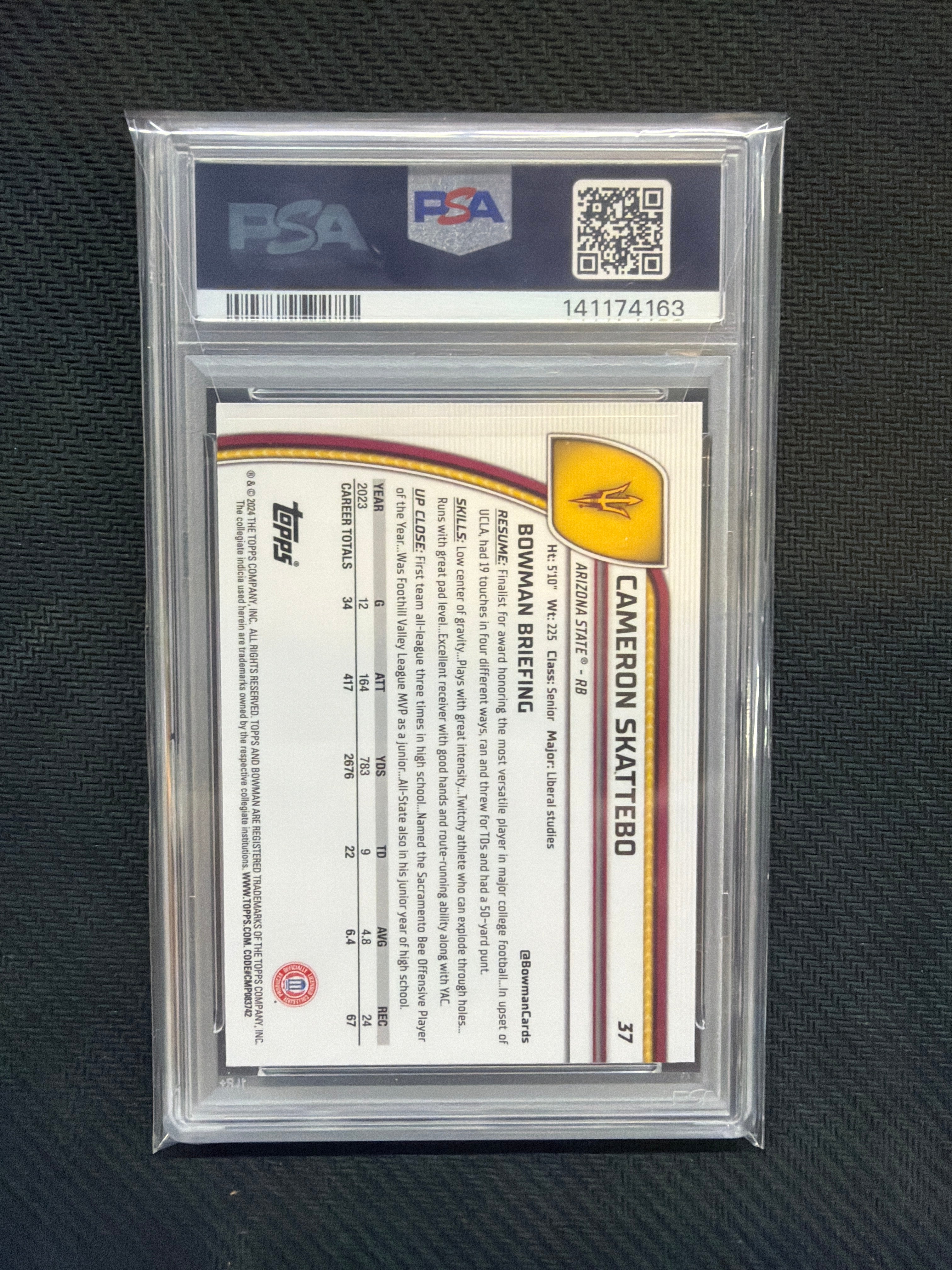2024 Bowman U Sapphire Cameron Skattebo #37 PSA 10