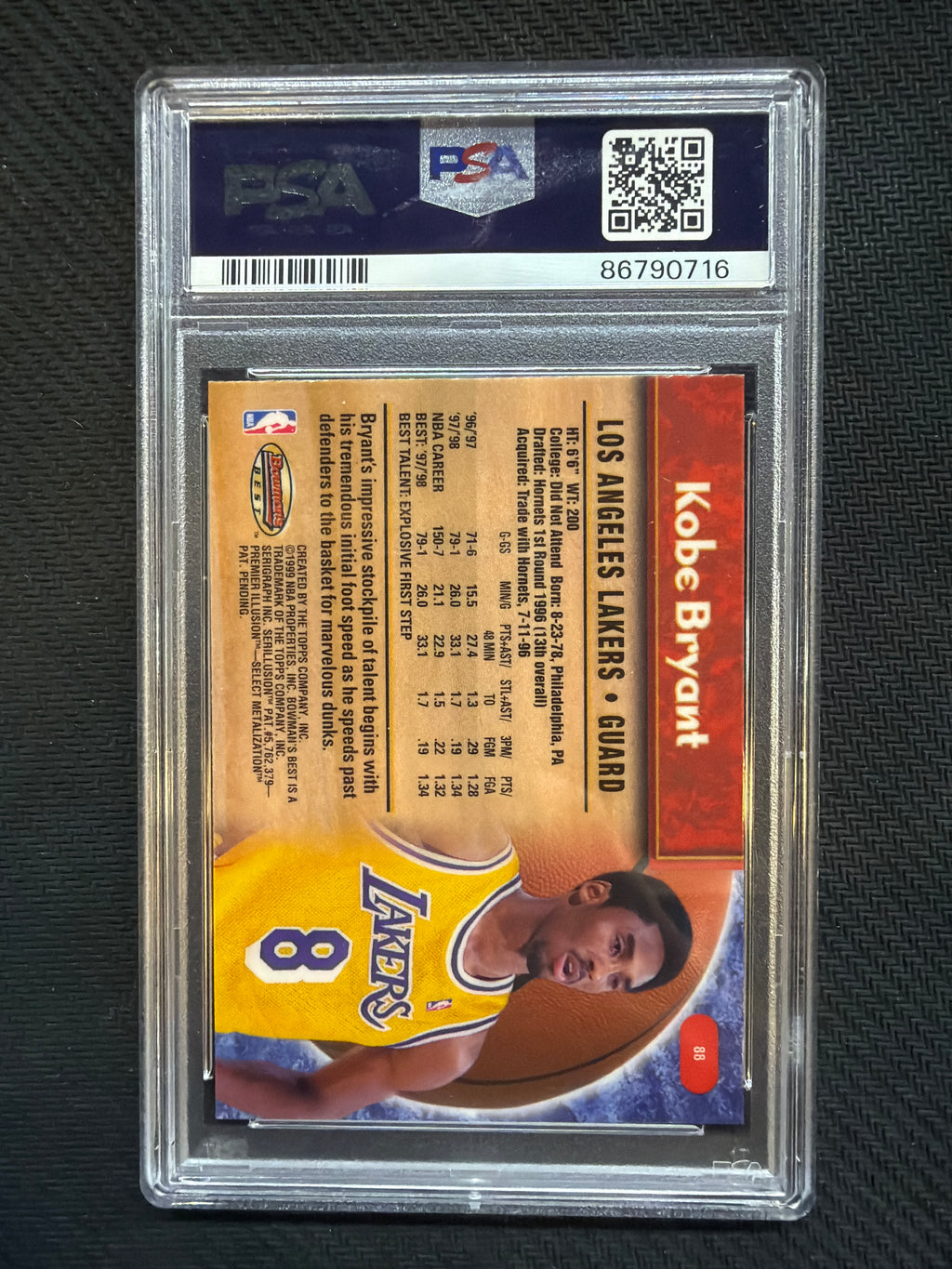 1998 Bowman's Best Kobe Bryant PSA 10 Lakers